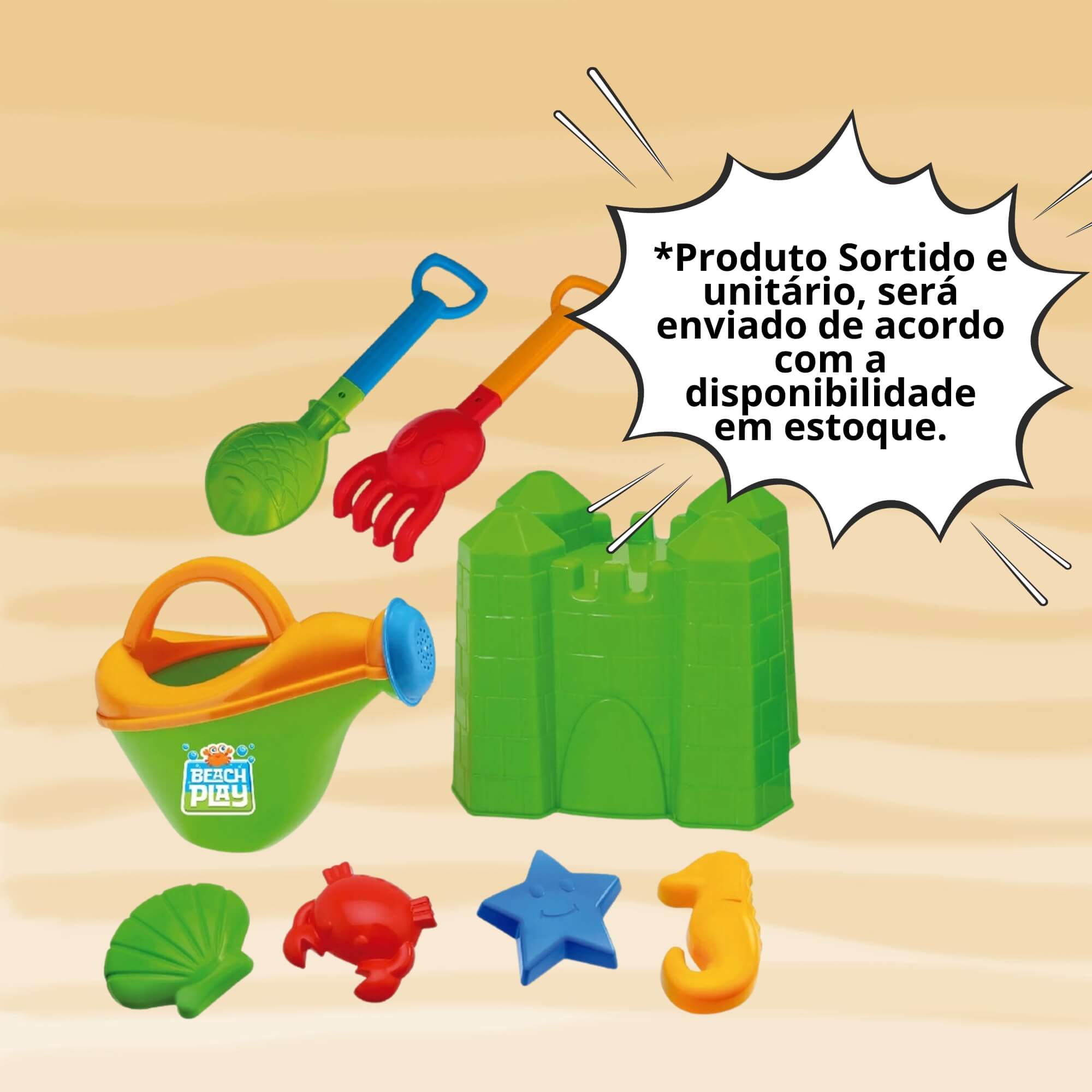 Brinquedo Infantil Kit Castelo com Regador Beach Play Sortido e Unitário Usual Brinquedos - 431