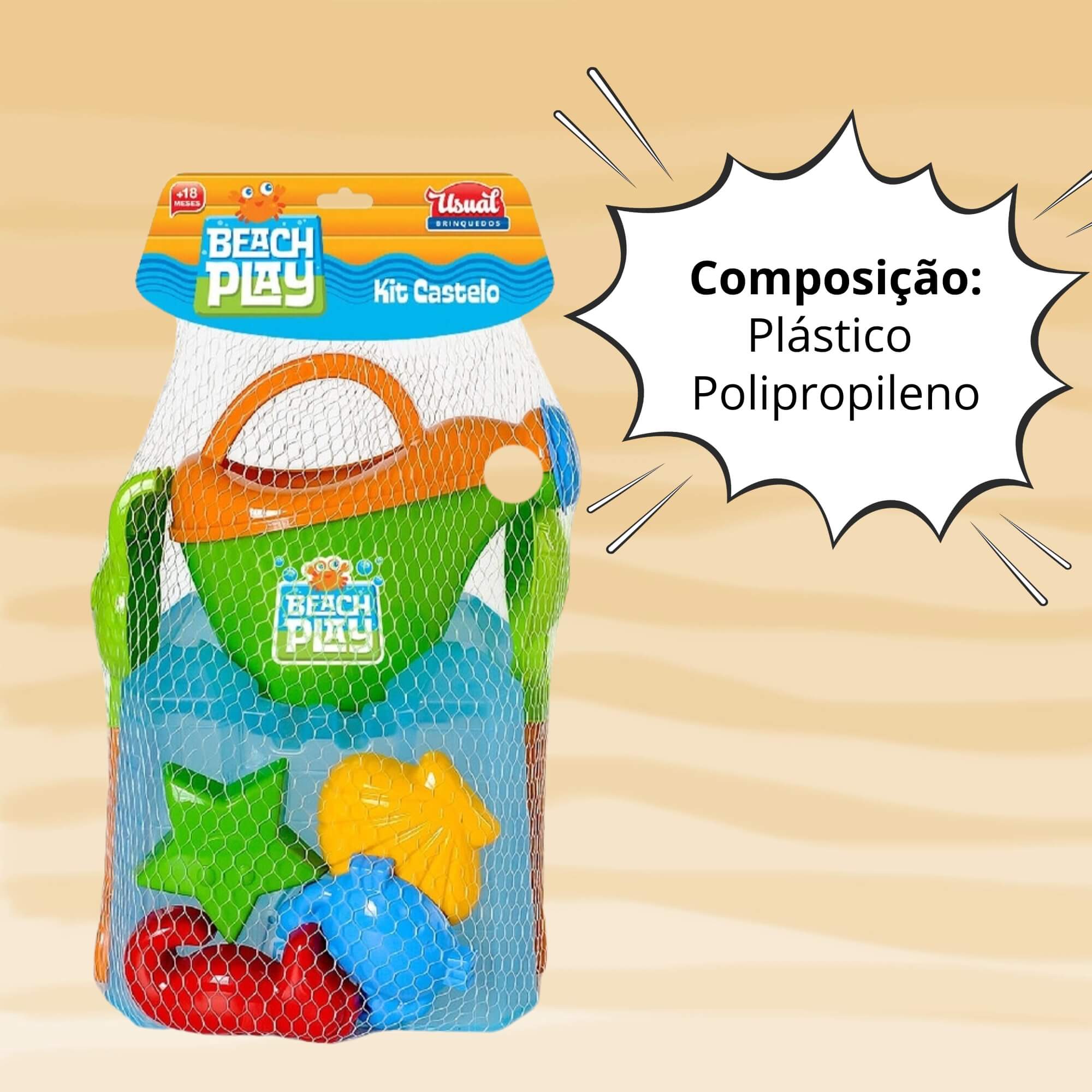 Brinquedo Infantil Kit Castelo com Regador Beach Play Sortido e Unitário Usual Brinquedos - 431
