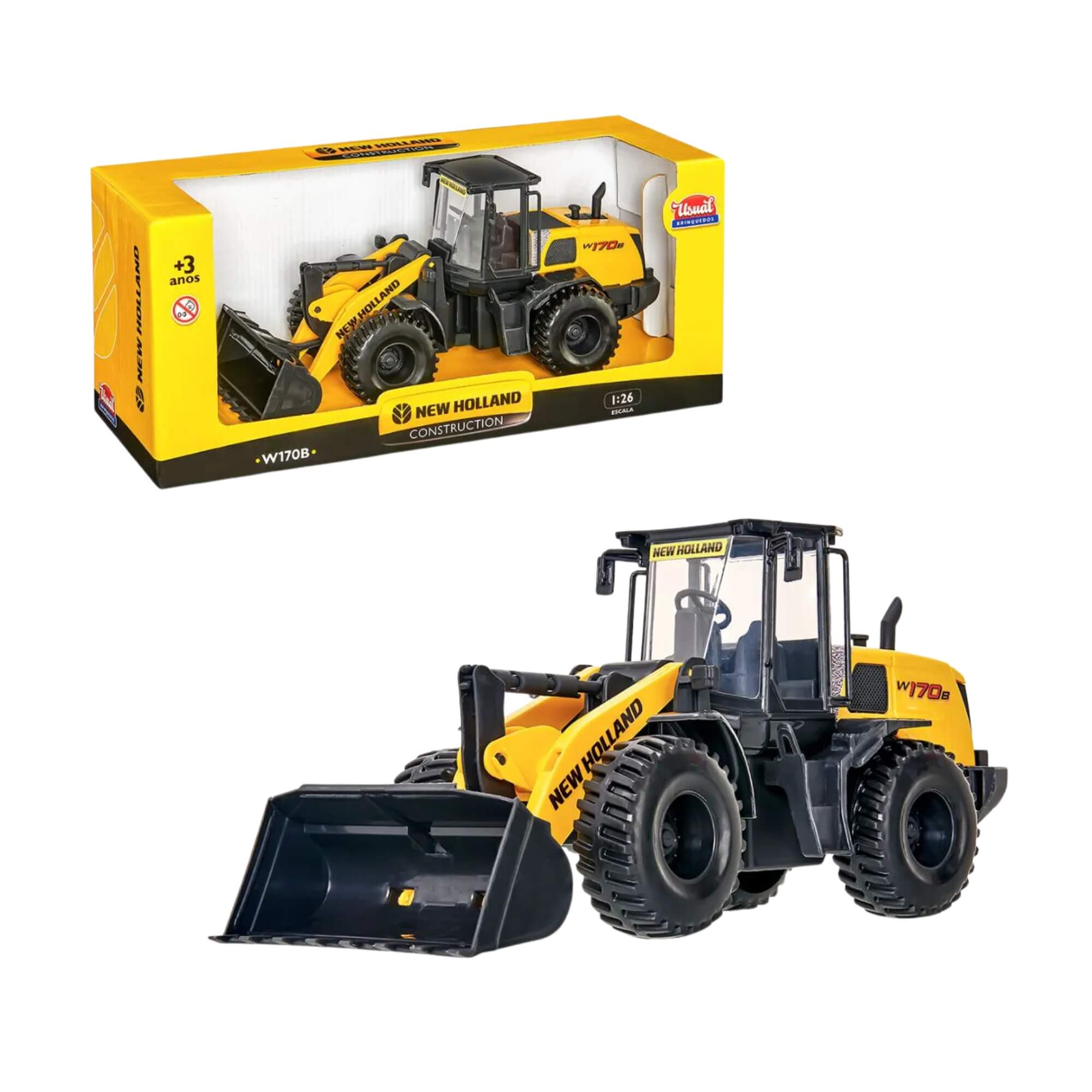 Brinquedo Infantil Pá Carregadeira Trator de Miniatura New Holland Usual Brinquedos - 579