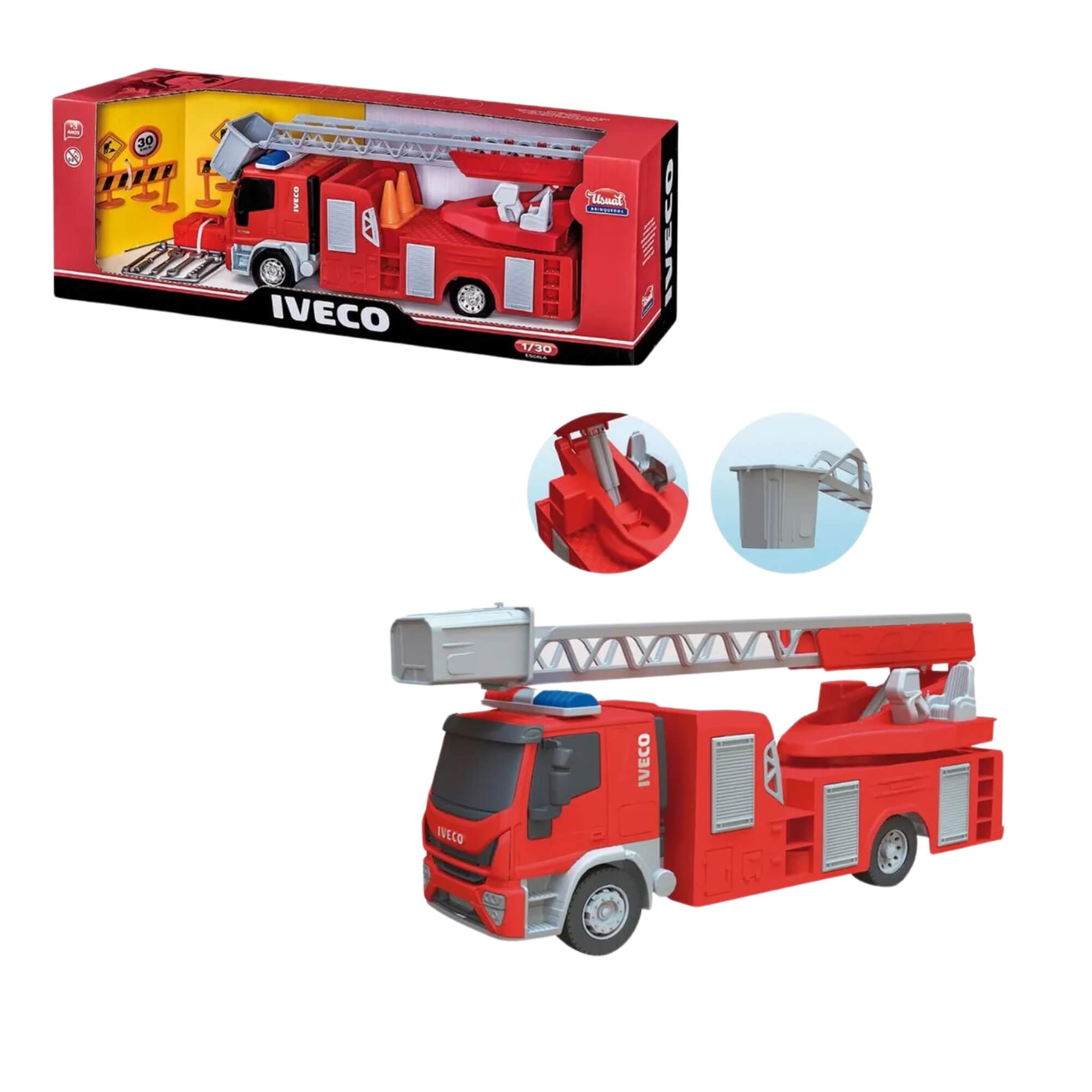 Brinquedo Infantil Caminhão Iveco Tector Bombeiro com Acessórios Usual Brinquedos - 583
