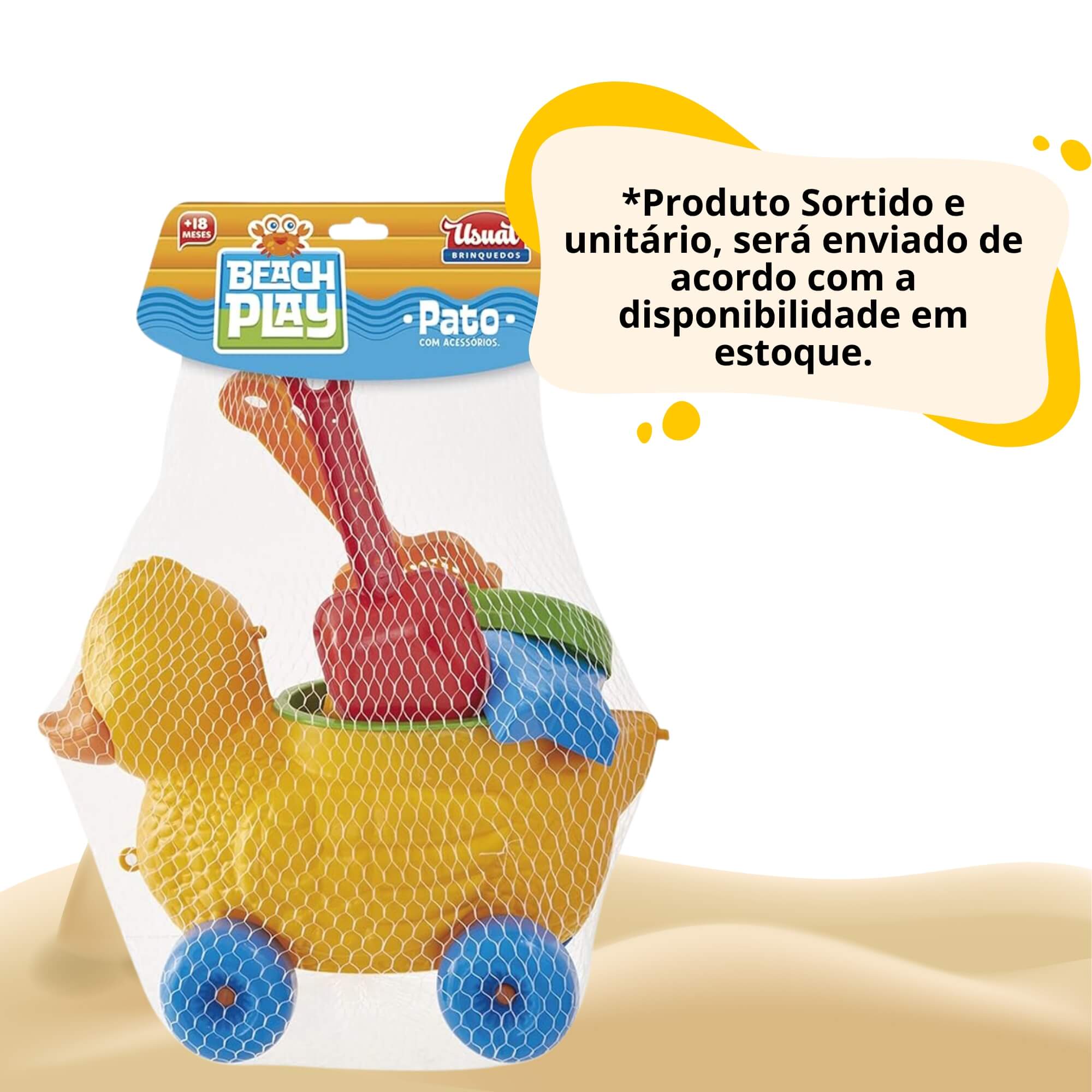 Brinquedo Infantil Beach Play Pato Balde de Praia com Acessórios Usual Brinquedos - 593