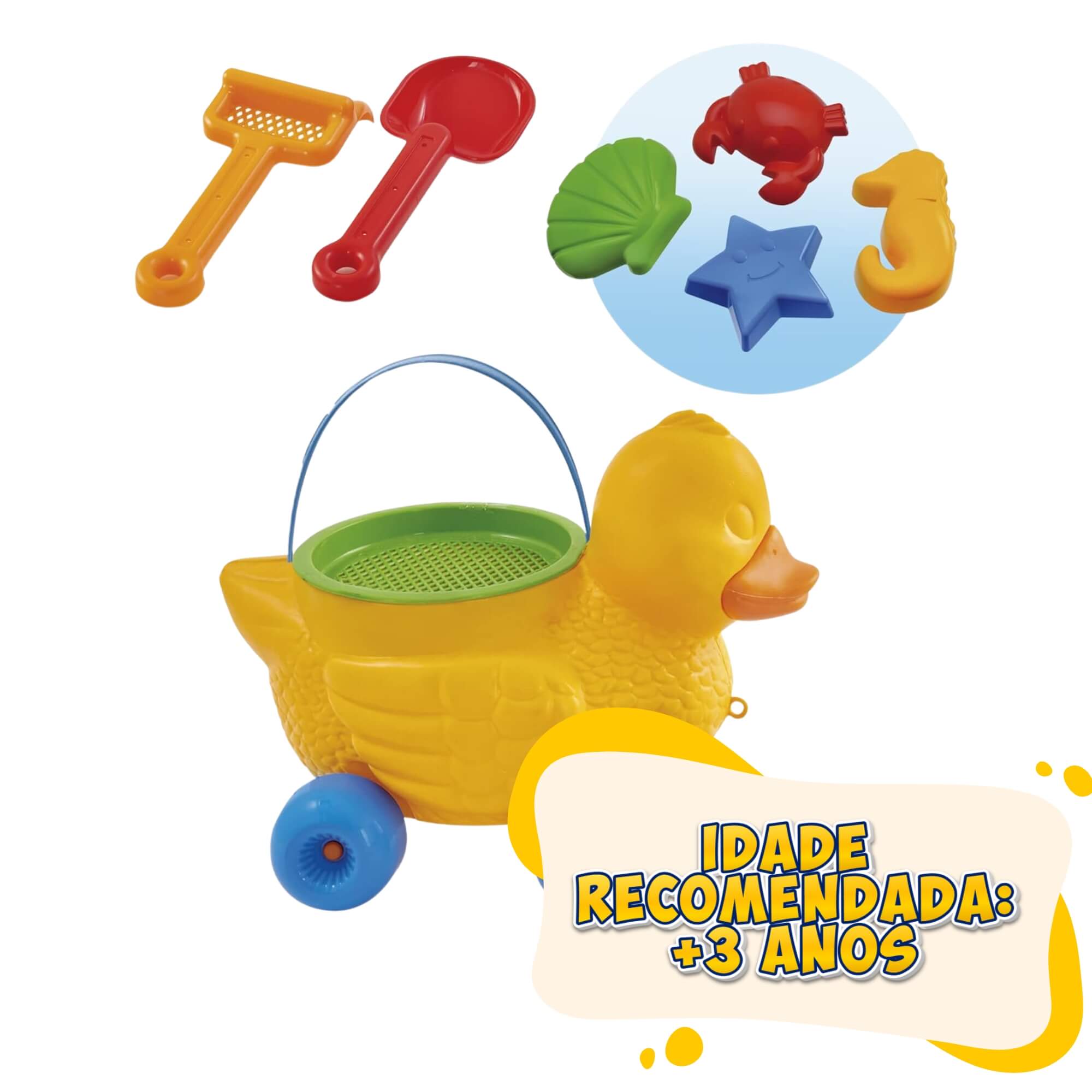 Brinquedo Infantil Beach Play Pato Balde de Praia com Acessórios Usual Brinquedos - 593