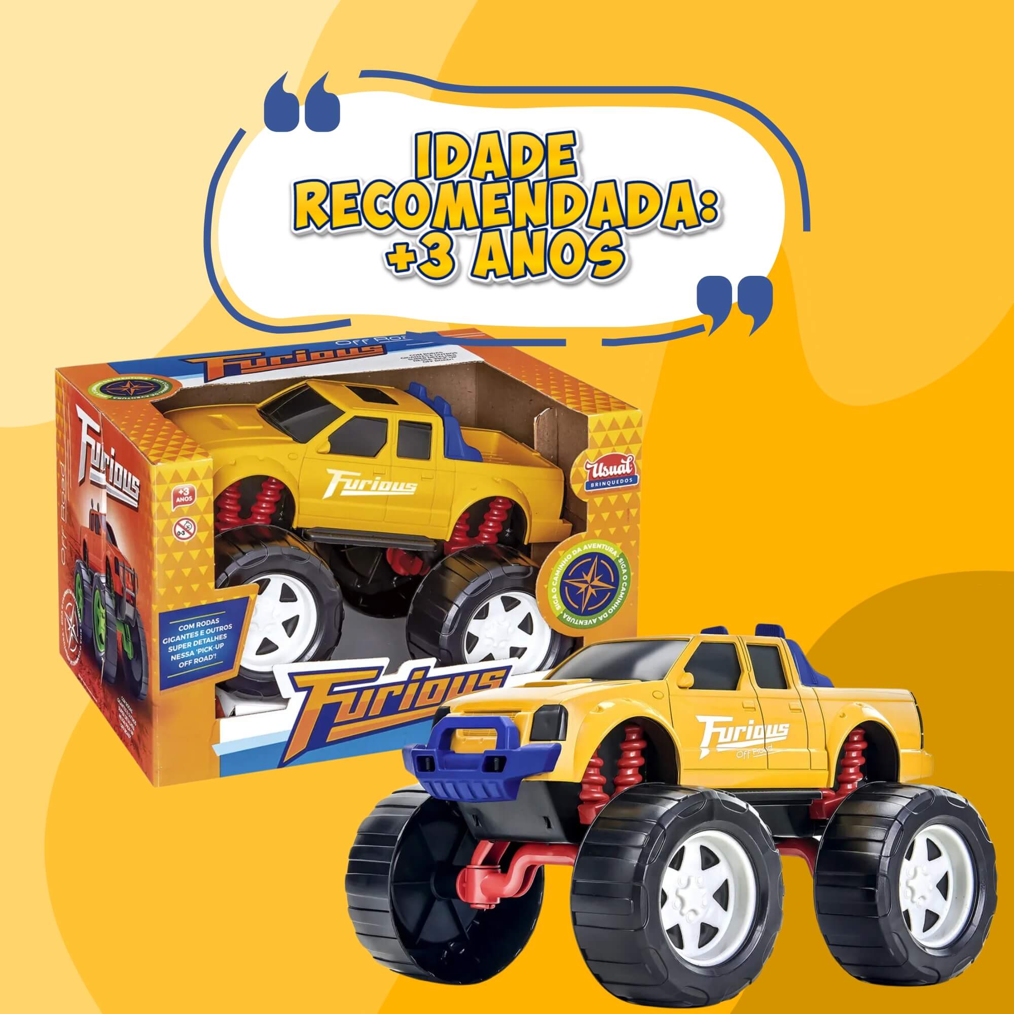 Brinquedo Infantil Carrinho Pick Up Furious Sortido e Unitário Usual Brinquedos - 644
