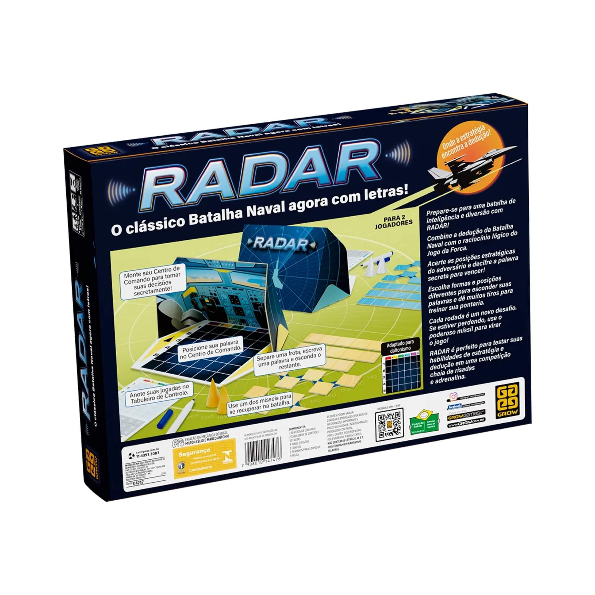 Jogo Radar O Clássico Batalha Naval agora com Letras - Grow - 04747