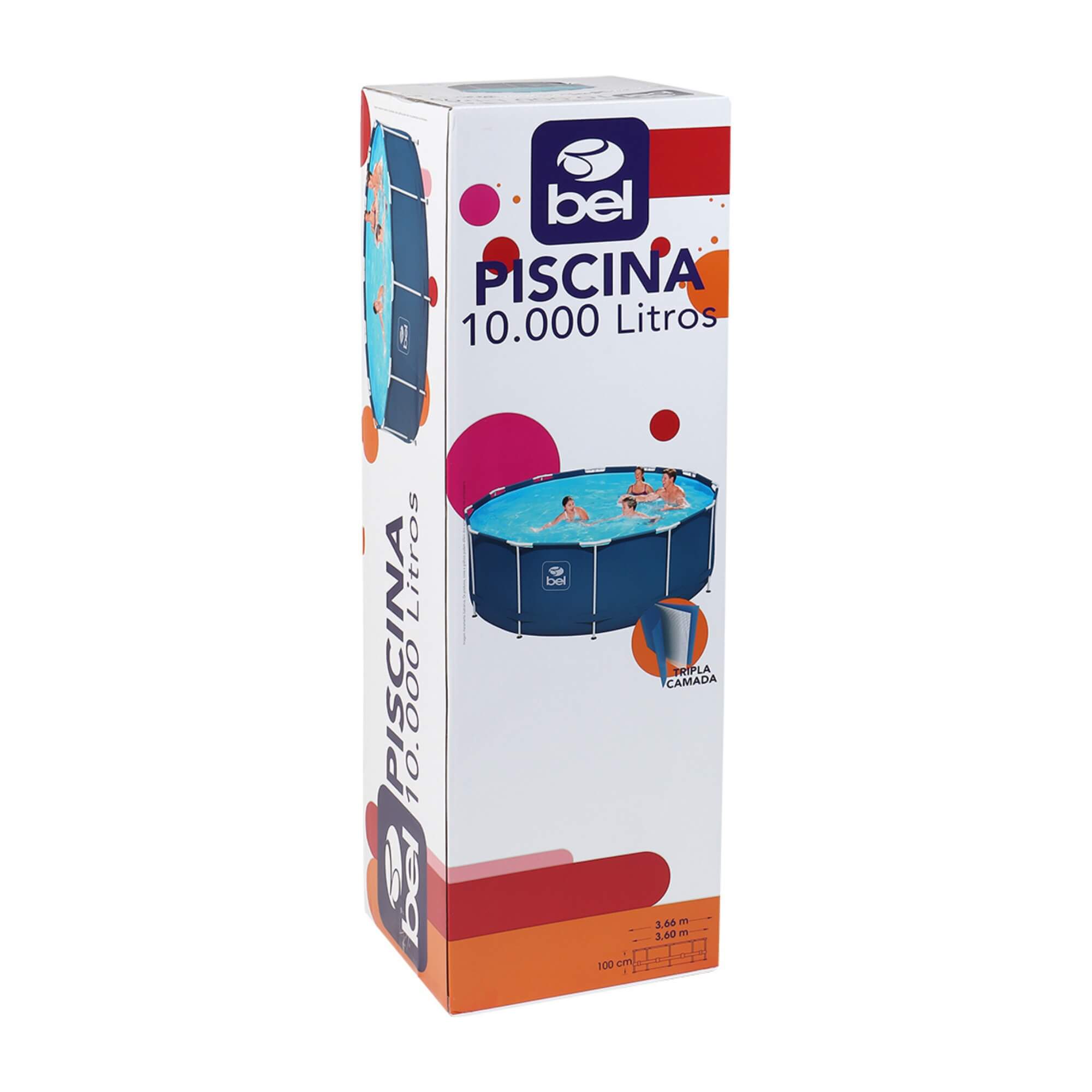 COMP Kit Piscina de Armação 10.000 Litros + Bomba Filtragem  + Lona 4x4 - Escolha Voltagem
