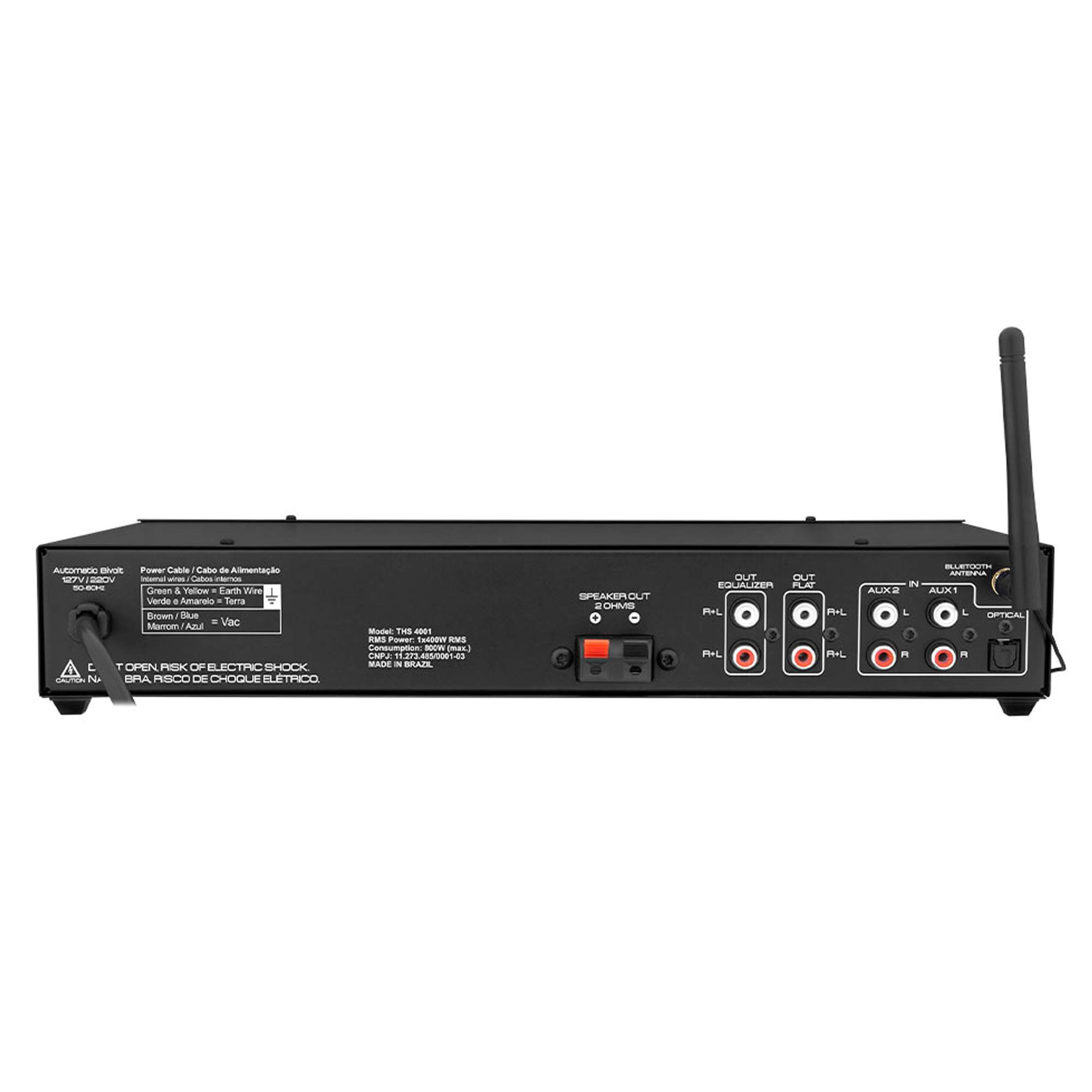 COMP Kit Amplificador Taramps THS 4001 + 3 Caixas 200.2HF + 3 Suportes
