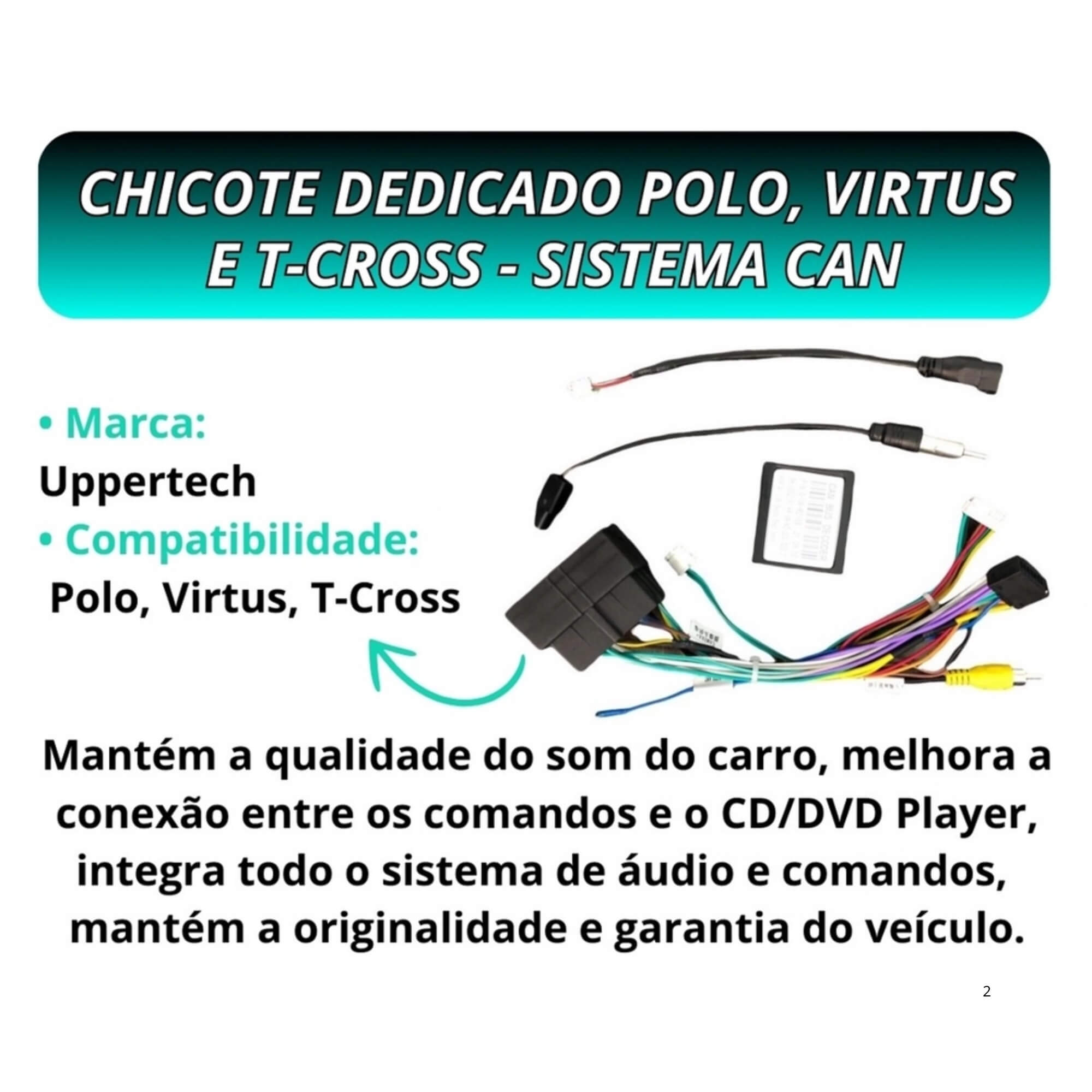 Chicote CANBUS Dedicado Polo Virtus T-Cross Sistema  Uppertech - 4153