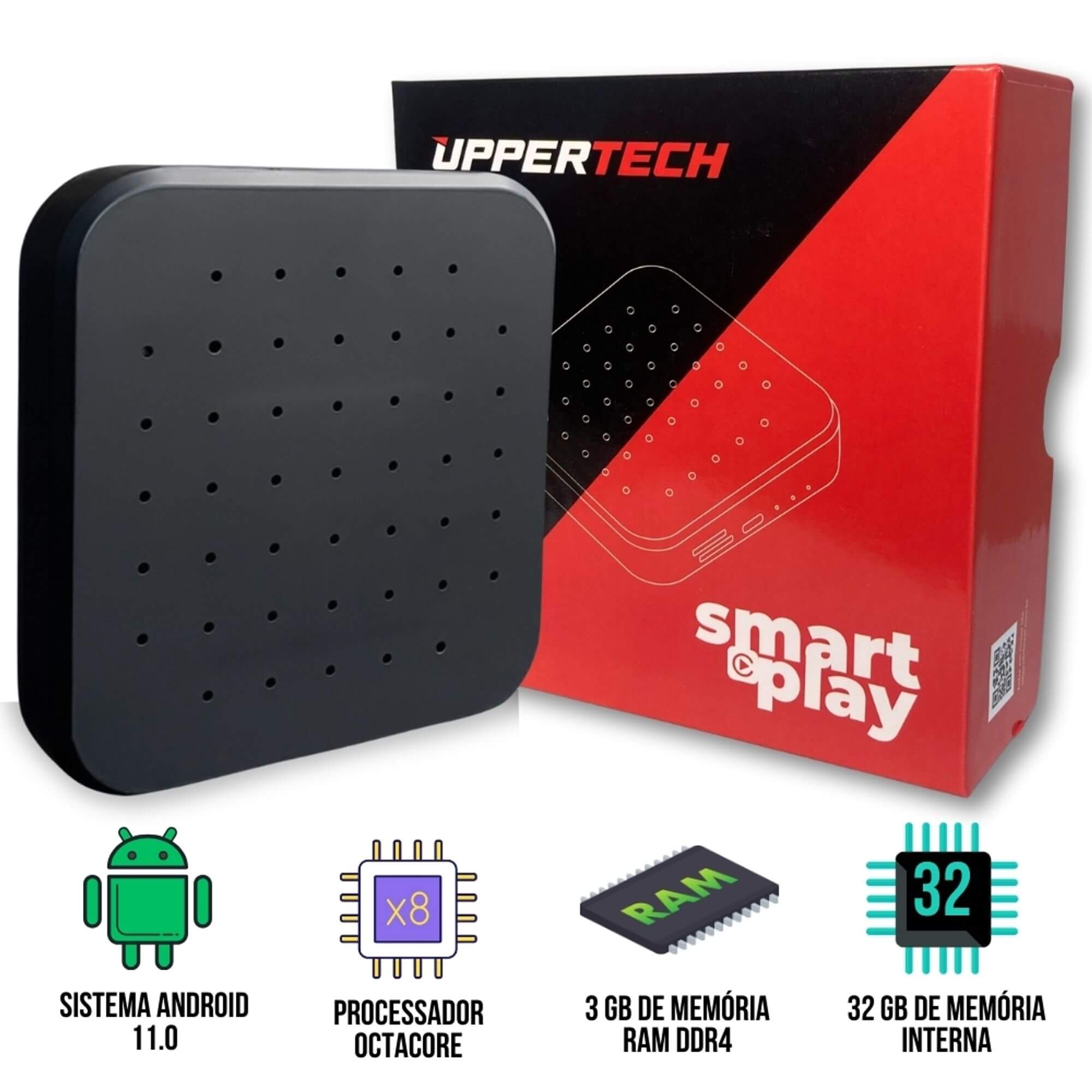 Streaming box Octacore 3 RAM 32GB com Comando de Voz Uppertech - 5053