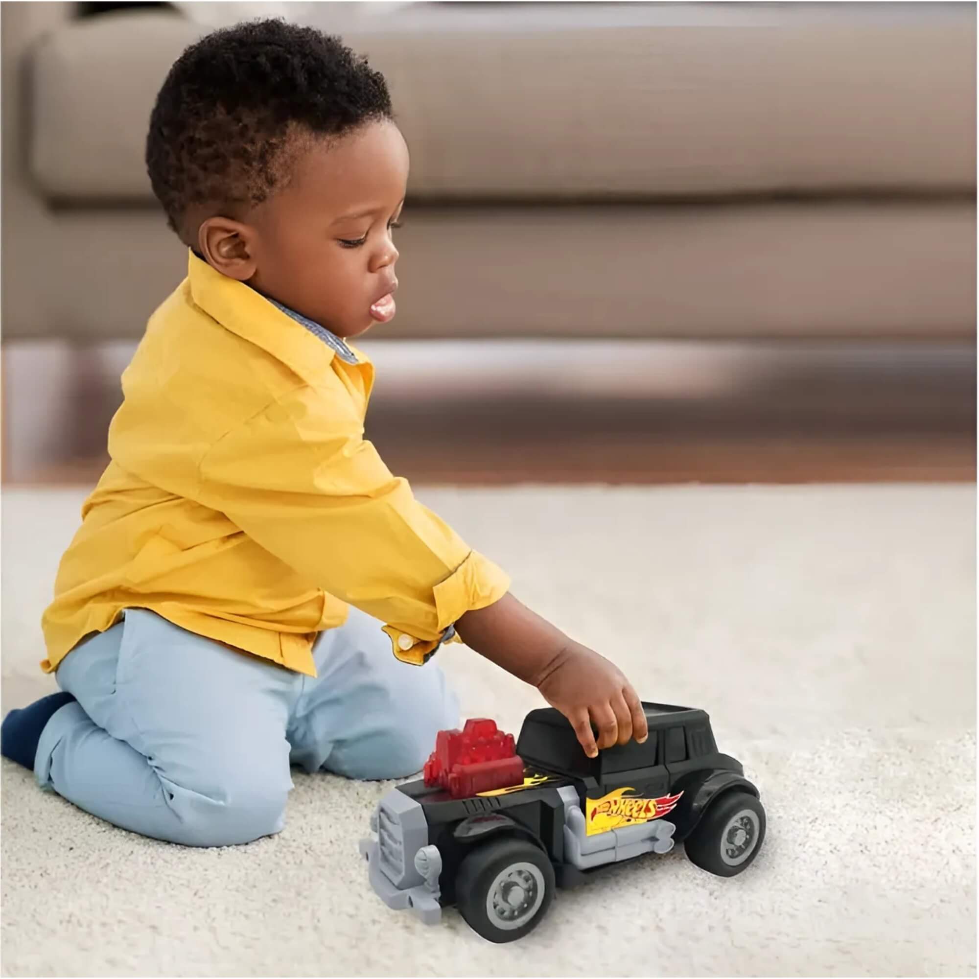 Brinquedo Infantil Carrinho Hot Wheels Hot Rod Preto com Luz e Som Multikids - BR1823