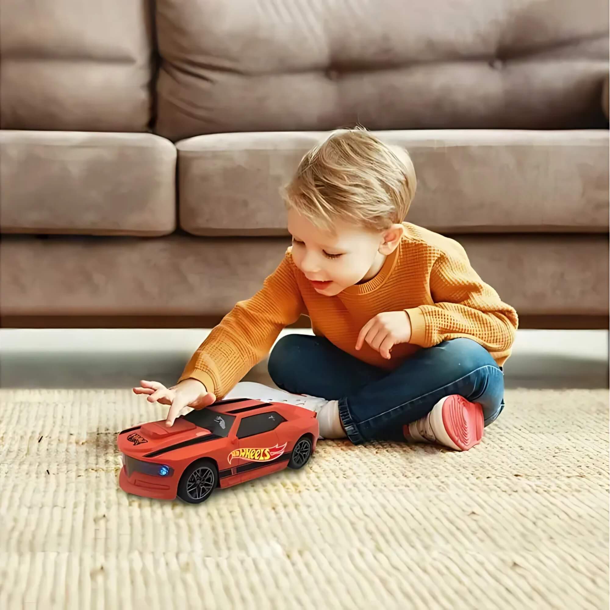 Brinquedo Infantil Carrinho Hot Wheels Flash Laranja com Luz e Som Multikids - BR1824