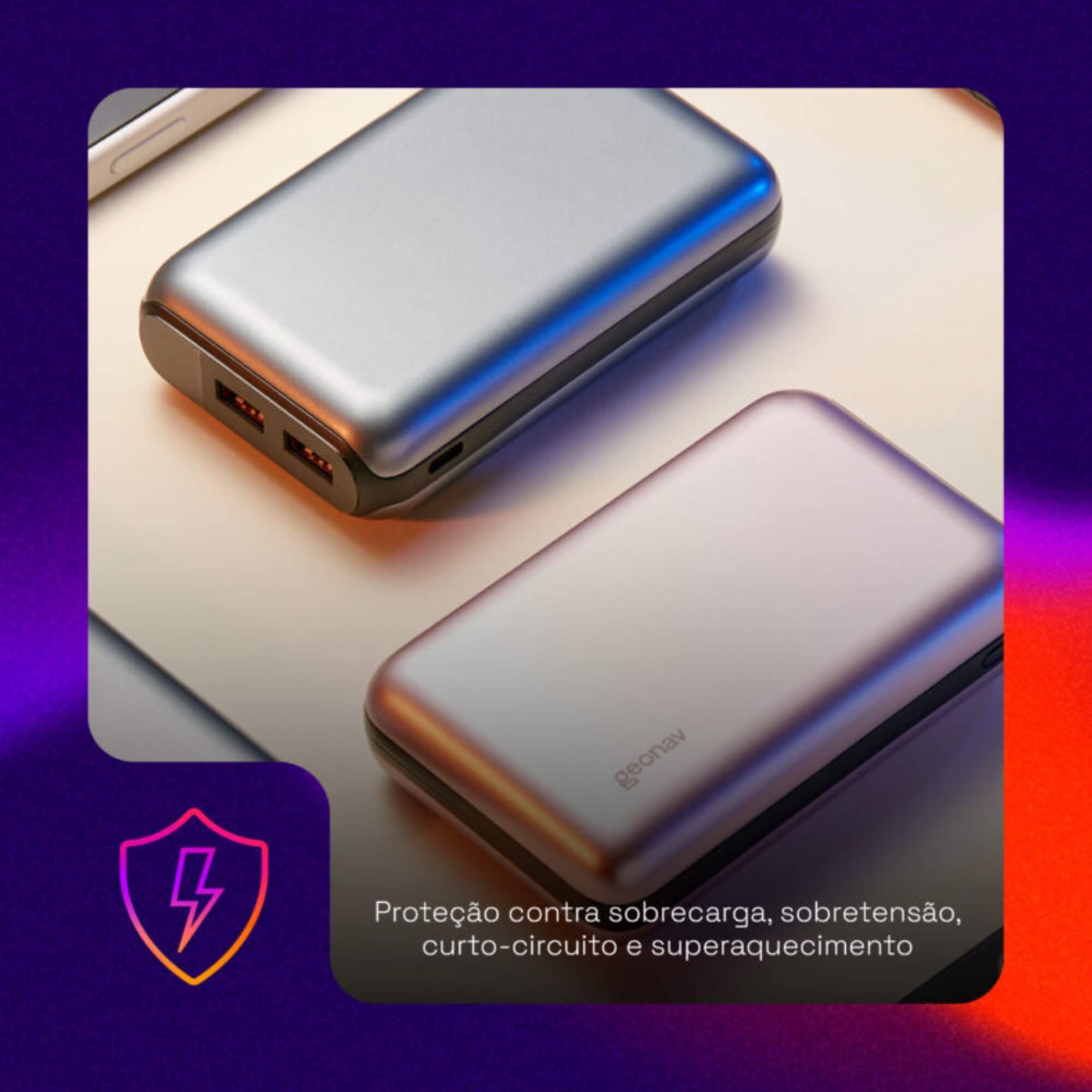 Power Bank Carregador Portátil 20.000 mAh 20W Cinza Espacial Geonav - PB20K20WSG