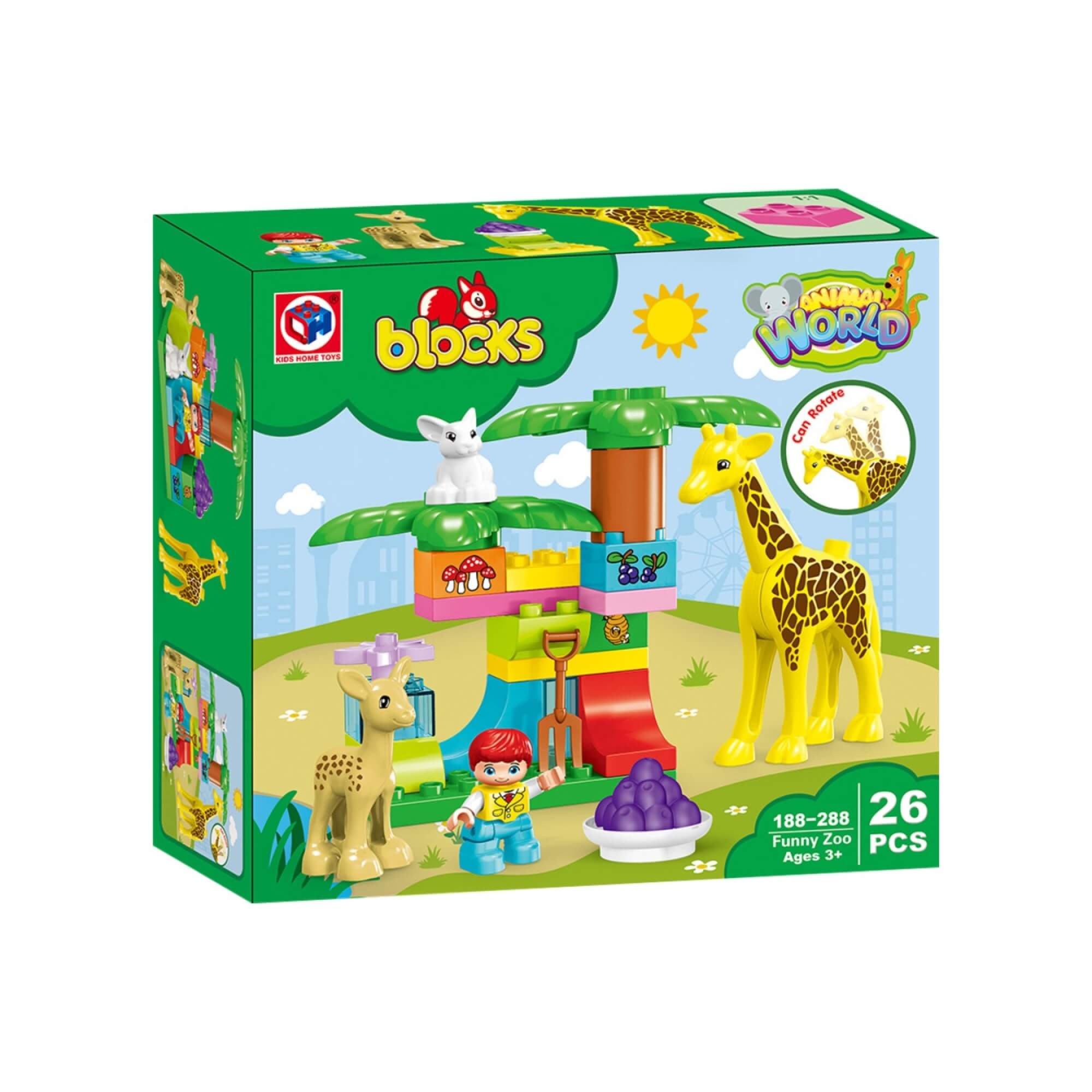 Brinquedo Infantil Blocos de Montar Cubic Jr Mundo Animal 26 Peças Multikids - BR2247