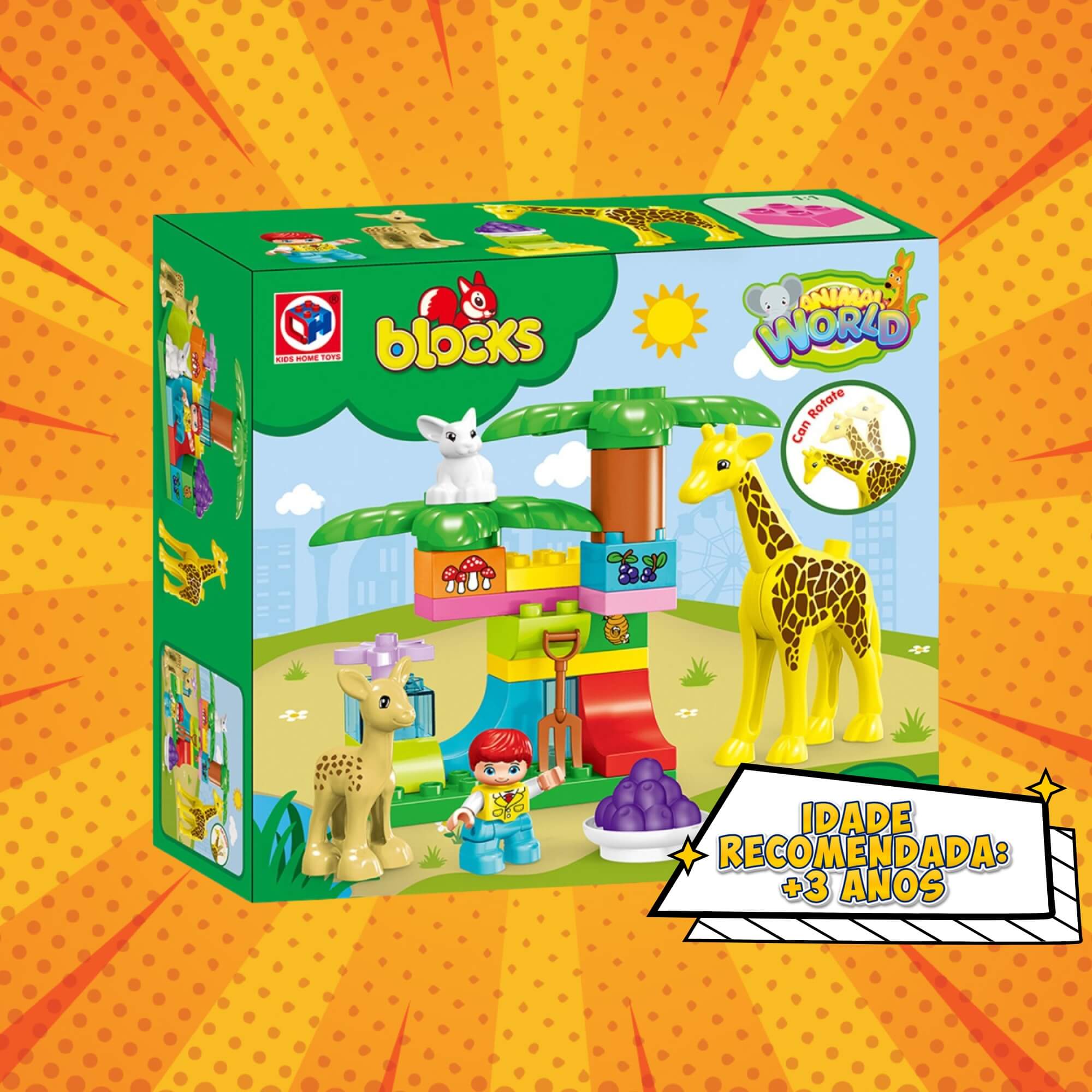 Brinquedo Infantil Blocos de Montar Cubic Jr Mundo Animal 26 Peças Multikids - BR2247