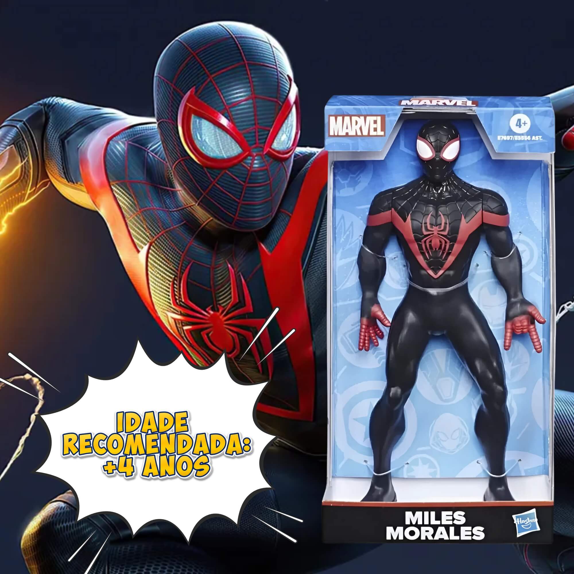 Boneco Marvel Olympus Miles Morales Homem Aranha Hasbro - 15334