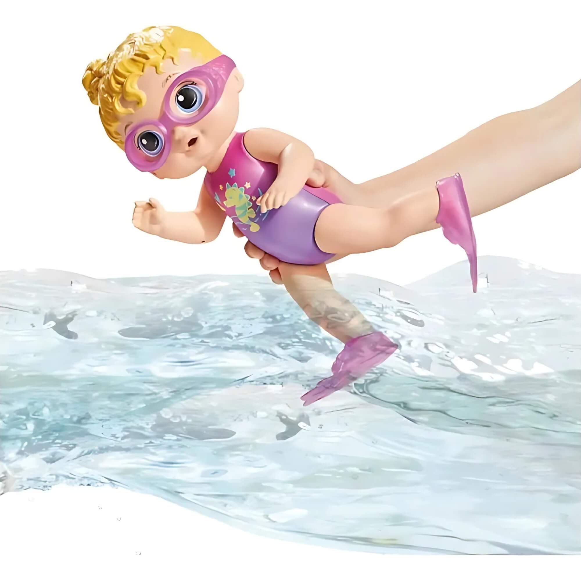 Boneca Piscina Baby Alive Loira Nadadora C/ Acessórios Roxo Hasbro F8140 - 18531