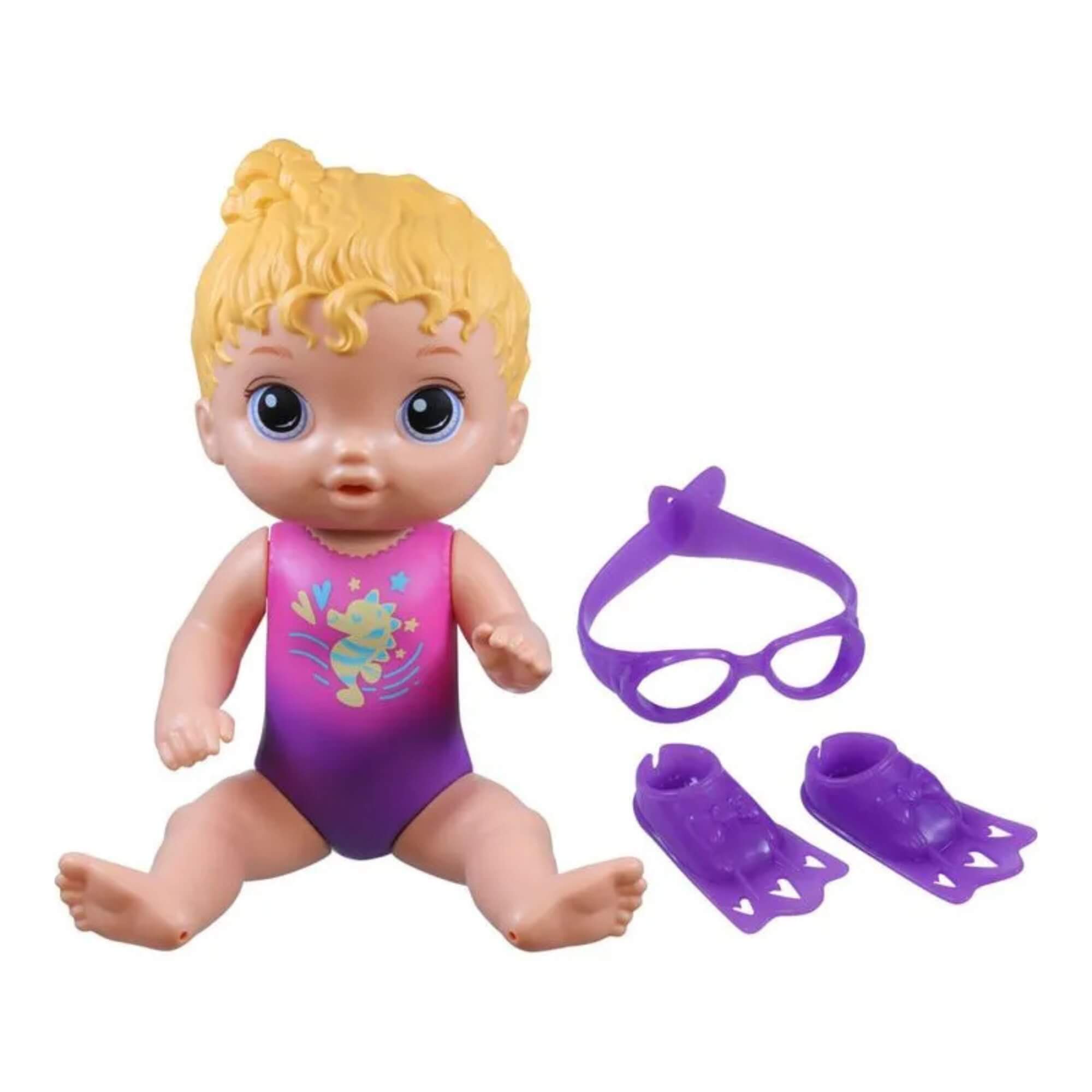 Boneca Piscina Baby Alive Loira Nadadora C/ Acessórios Roxo Hasbro F8140 - 18531