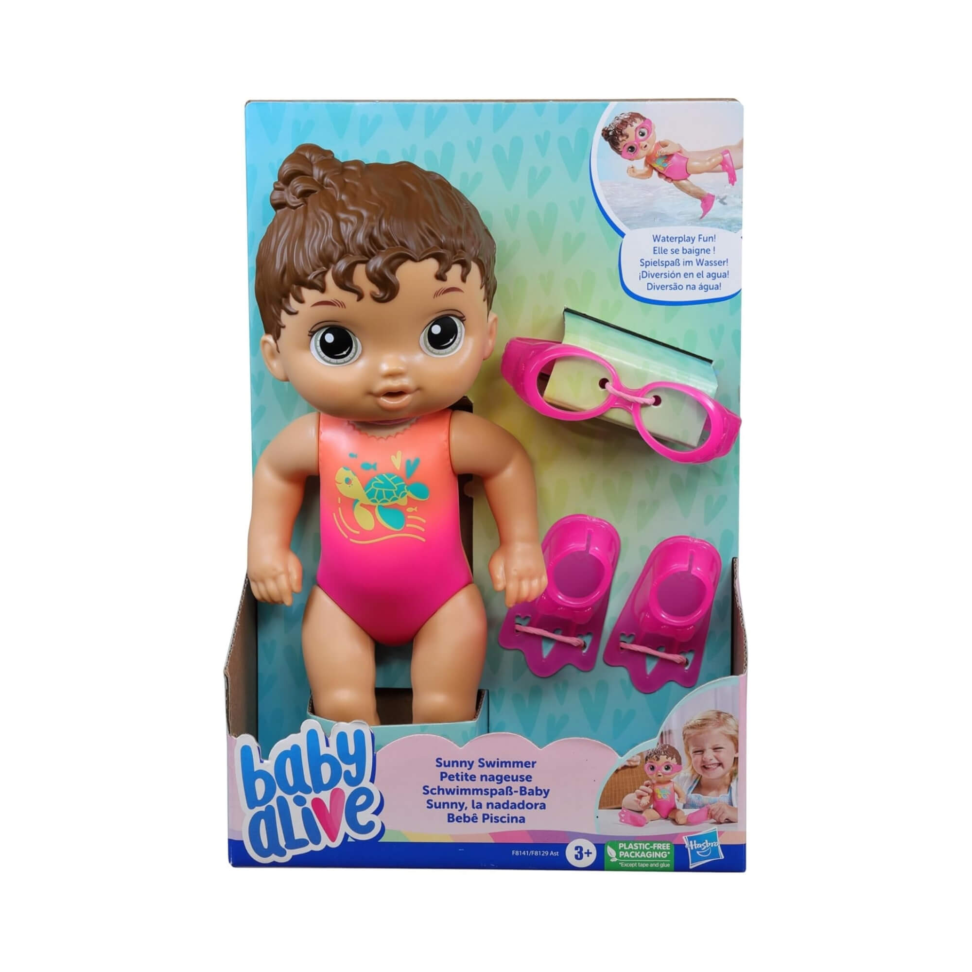Boneca Infantil Baby Alive Morena Bebê Piscina com Acessórios Hasbro - 18532