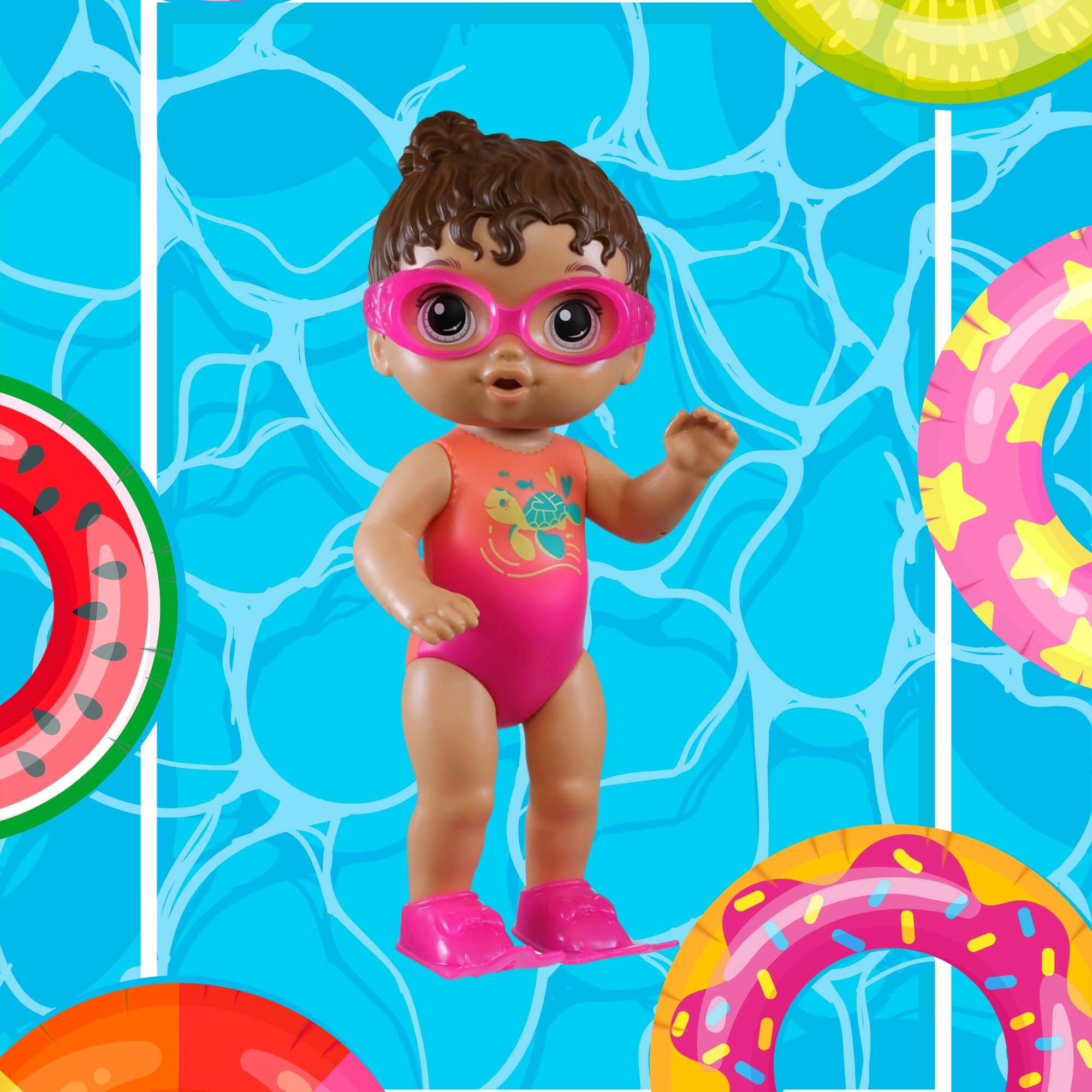 Boneca Infantil Baby Alive Morena Bebê Piscina com Acessórios Hasbro - 18532