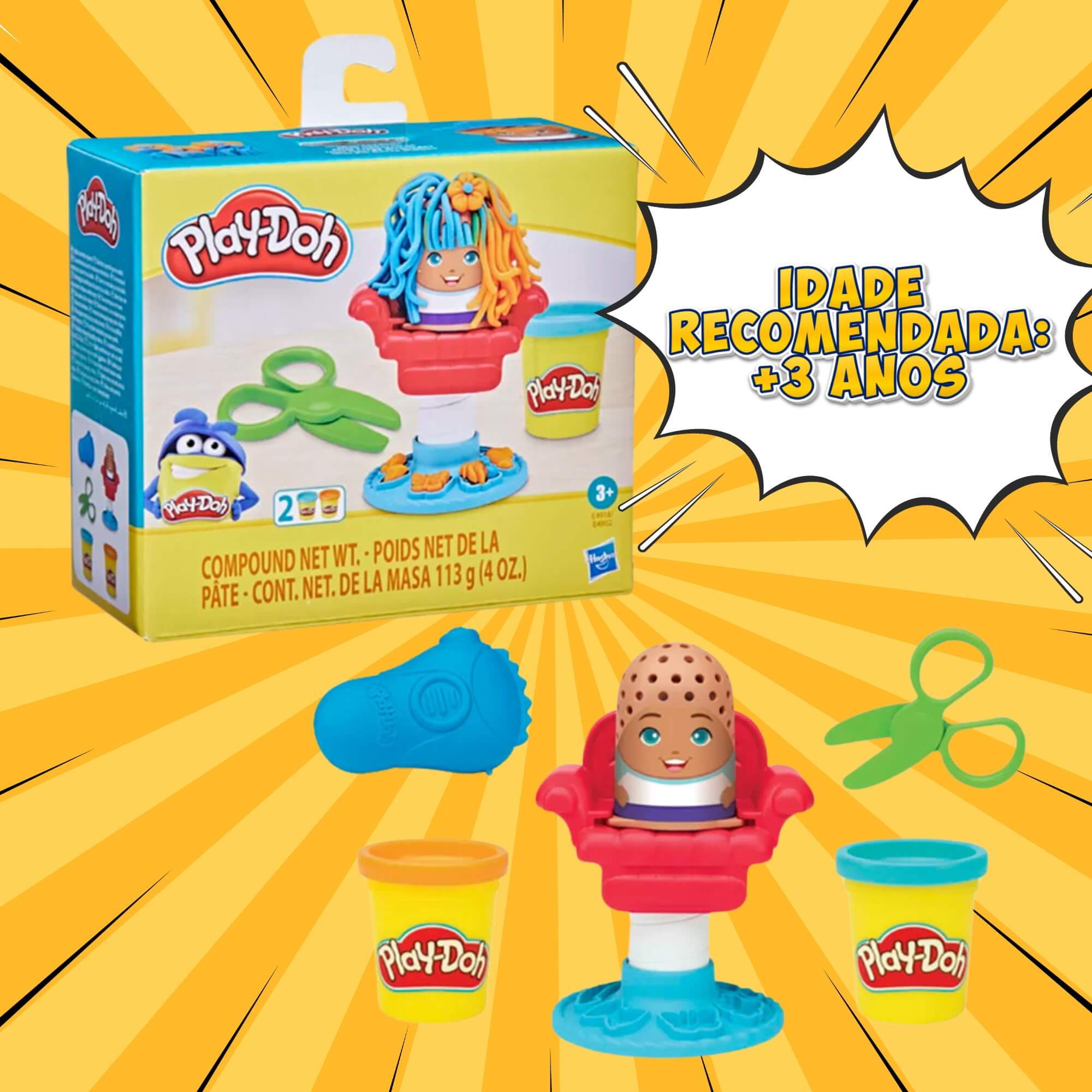Brinquedo Infantil Play Doh Mini Classicos Corte de Cabelo Maluco Hasbro - 16652