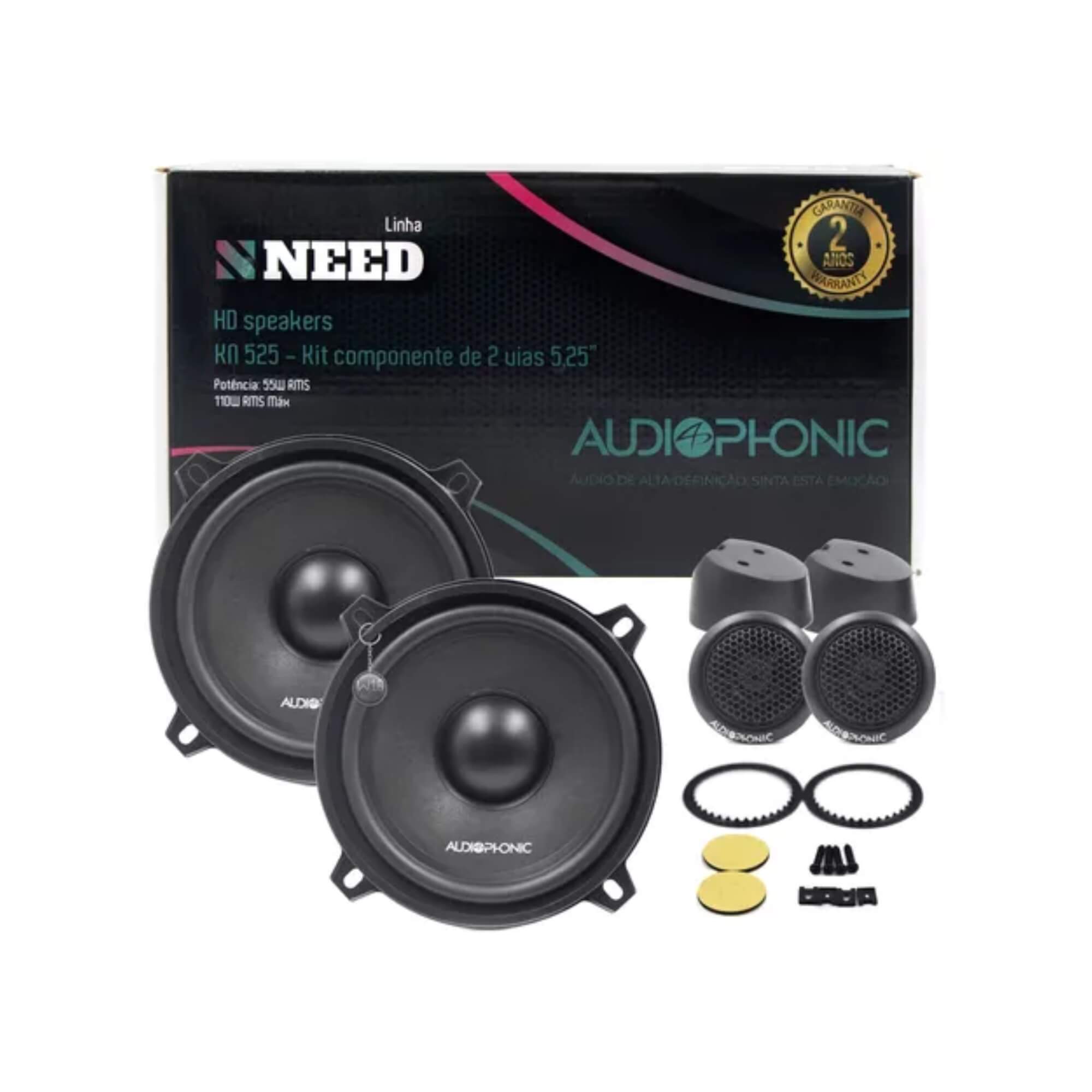 Kit 2 Vias Need KN 525 110W 5,25" Polegadas 55W RMS Audiophonic - 00451