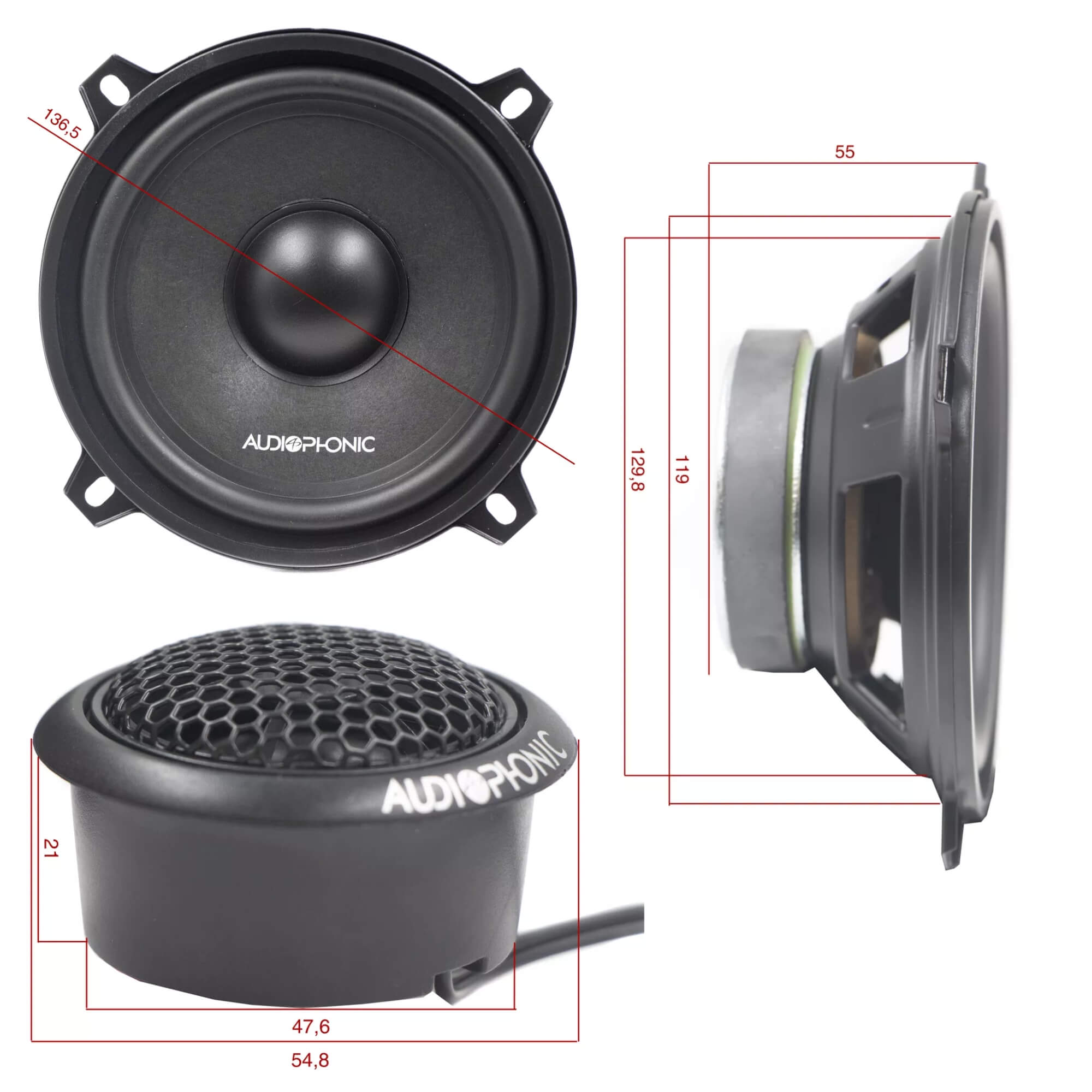 Kit 2 Vias Need KN 525 110W 5,25" Polegadas 55W RMS Audiophonic - 00451