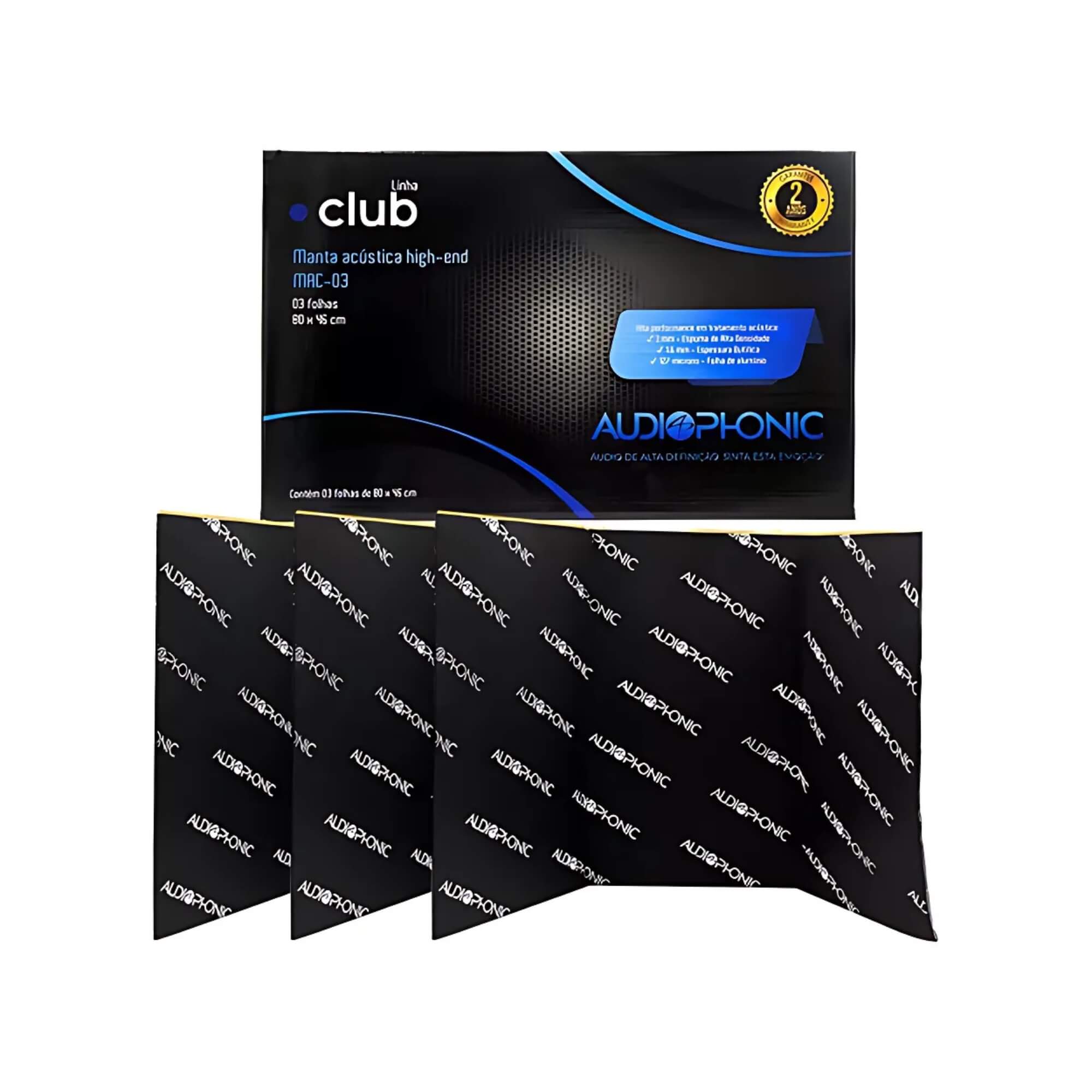 Manta Acústica 1.6MM 80x46 Butyl127 3MM 3 Folhas MAC 03 Audiophonic - 00454