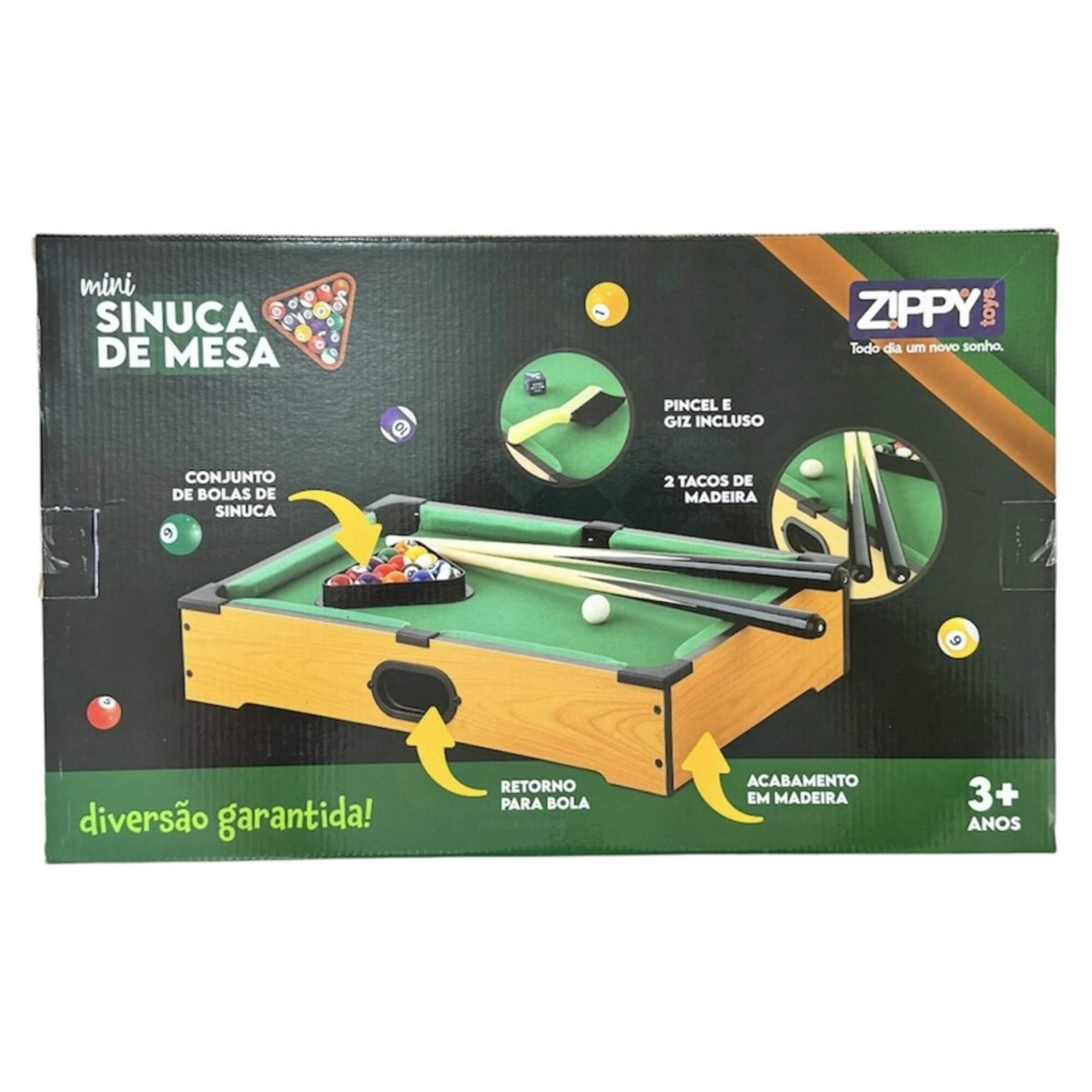 Jogo Mesa de Sinuca de Madeira 51cm Zippy Toys - 10347