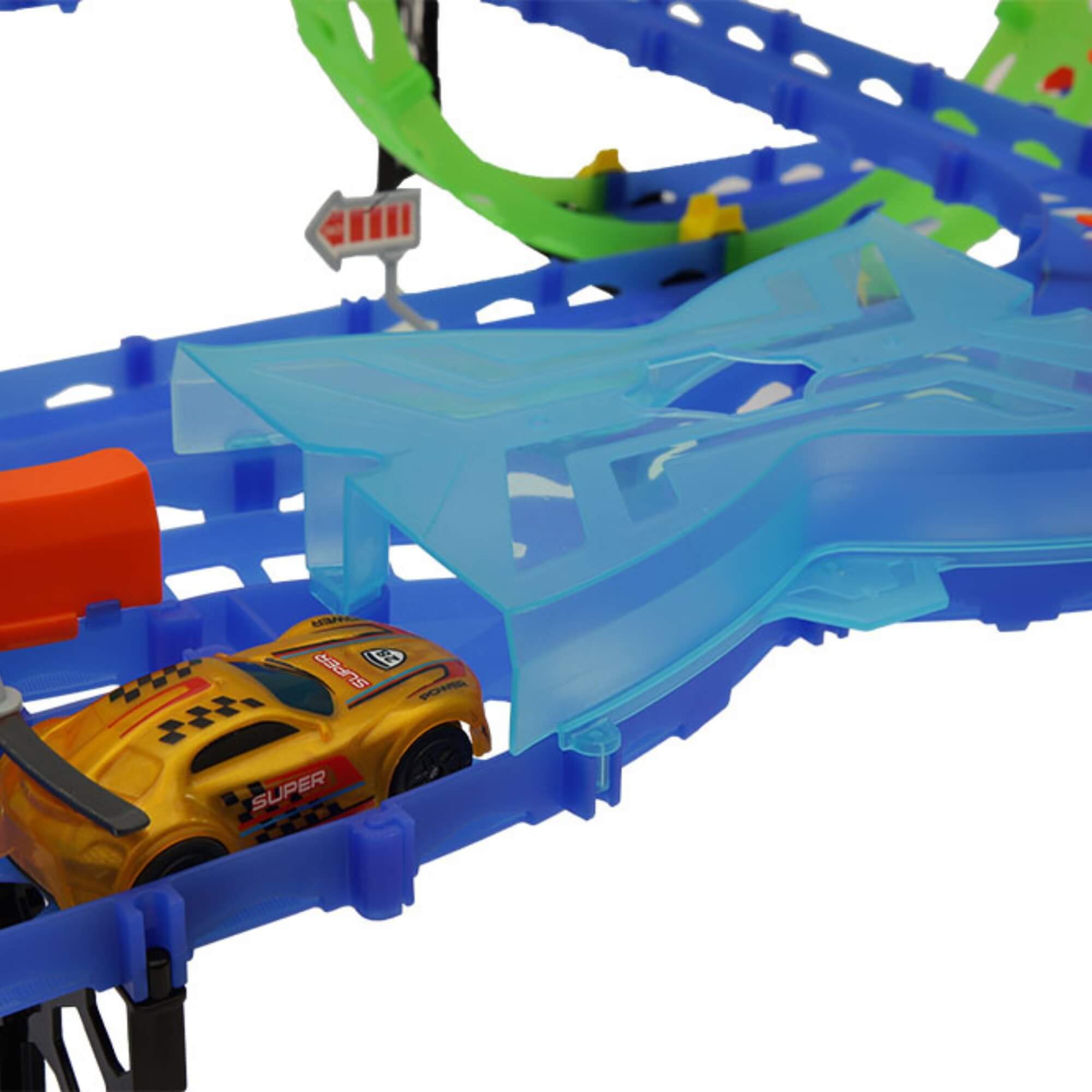 Pista de Carrinho de Corrida Glow Speed Speed Track 63 Peças Giro 360 Zippy Toys - 9171
