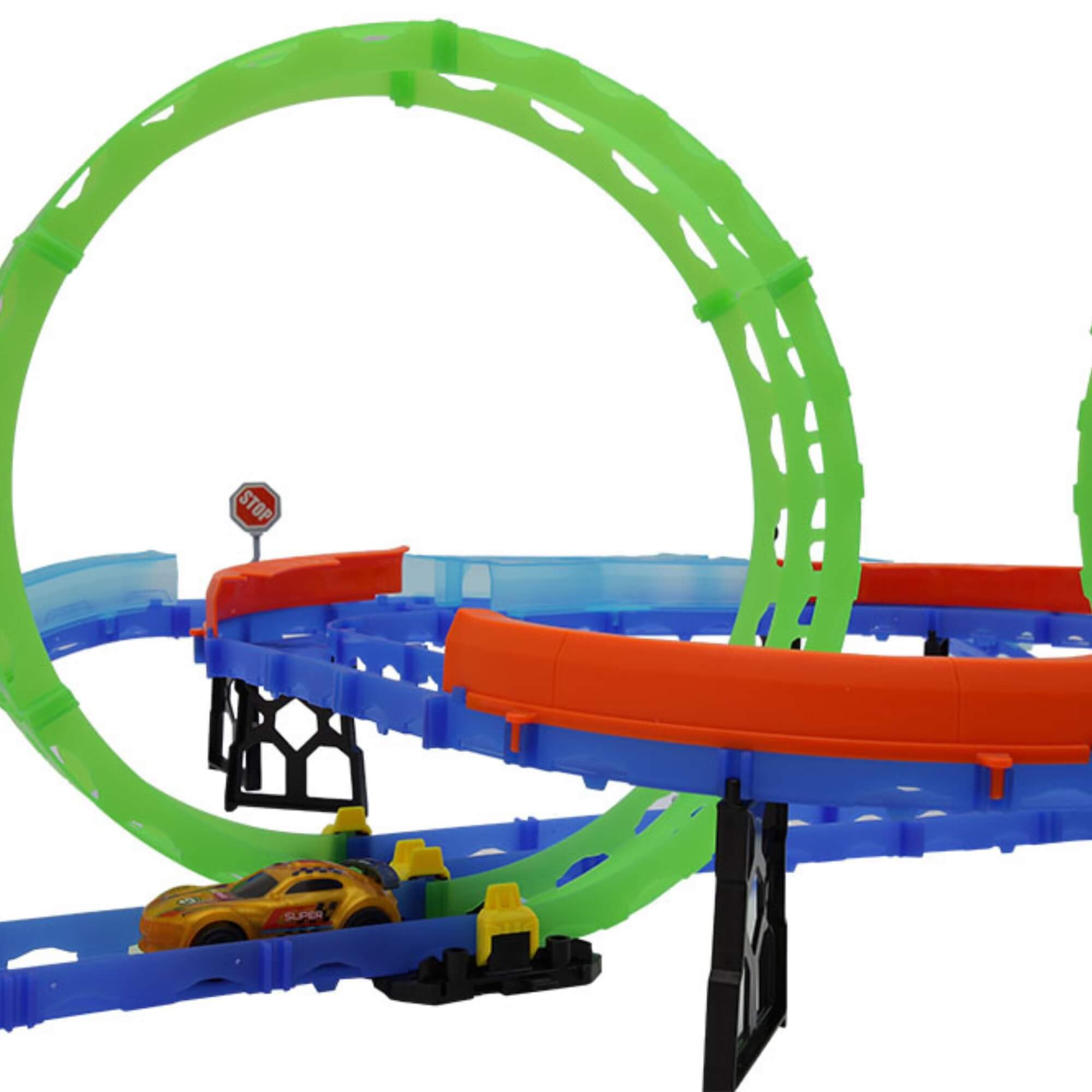 Pista de Carrinho de Corrida Glow Speed Speed Track 63 Peças Giro 360 Zippy Toys - 9171