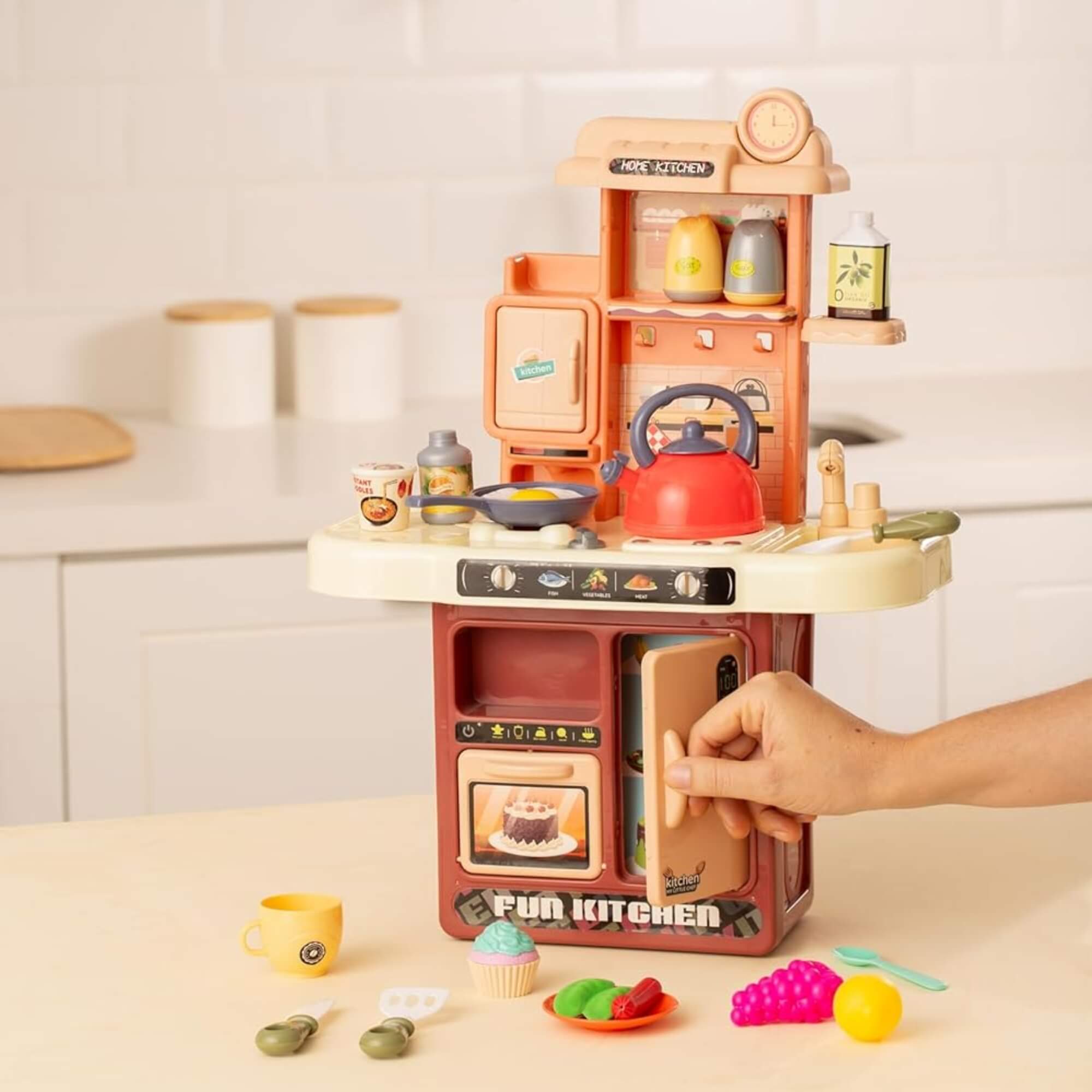 Brinquedo Infantil Kit Cozinha Casa Encantada Bege com 34 Peças Zippy Toys - 9278