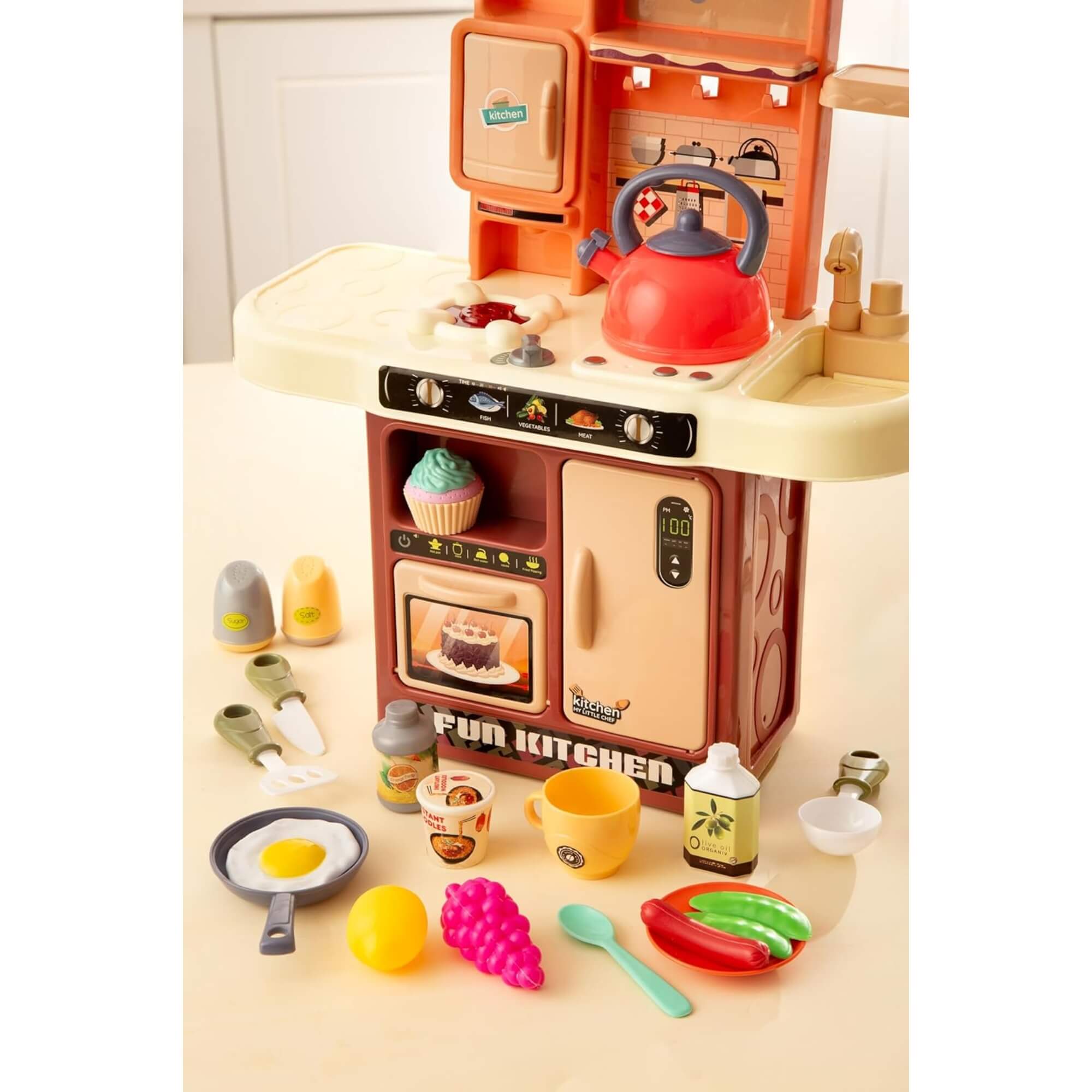 Brinquedo Infantil Kit Cozinha Casa Encantada Bege com 34 Peças Zippy Toys - 9278
