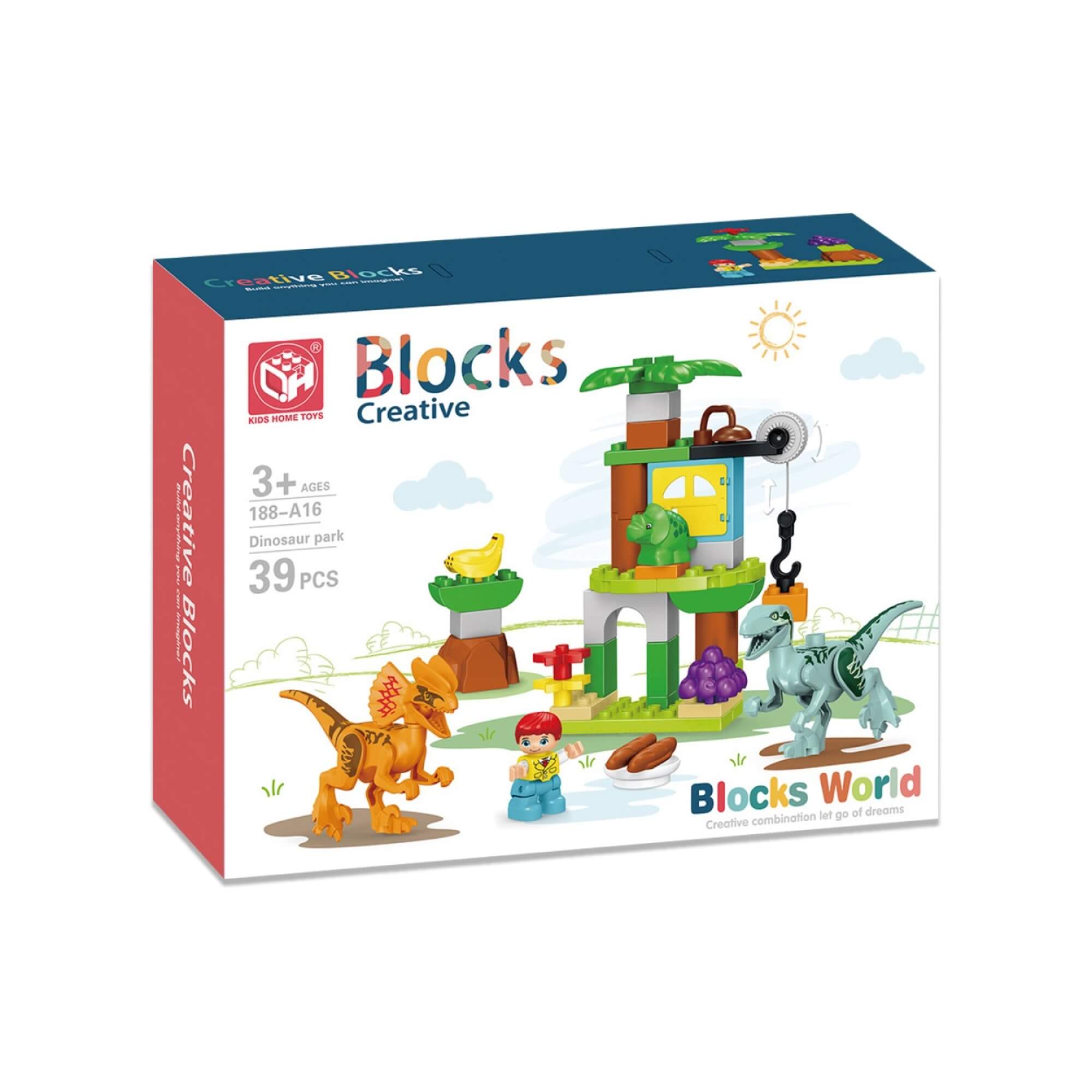 Brinquedo Infantil Blocos de Montar Cubic Jr Parque dos Dinossauros 39 Peças Multikids - BR2248