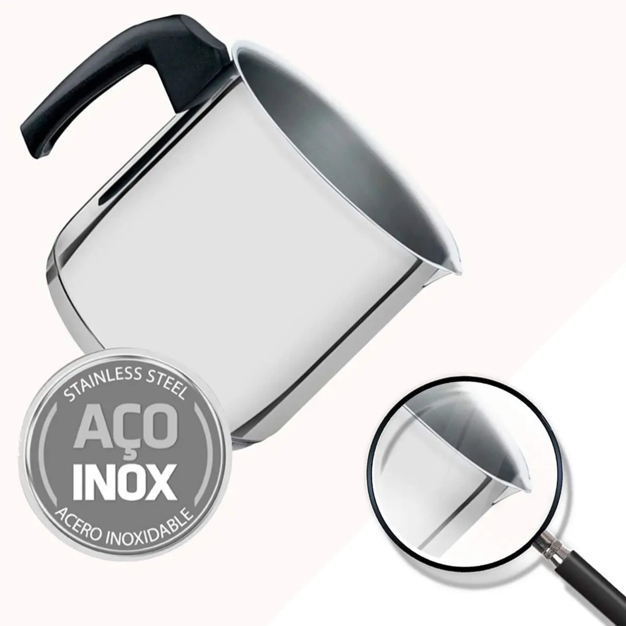 Fervedor Leiteira 12cm Suprema em Aço Inox 1,25 Litros Brinox - 2092/120