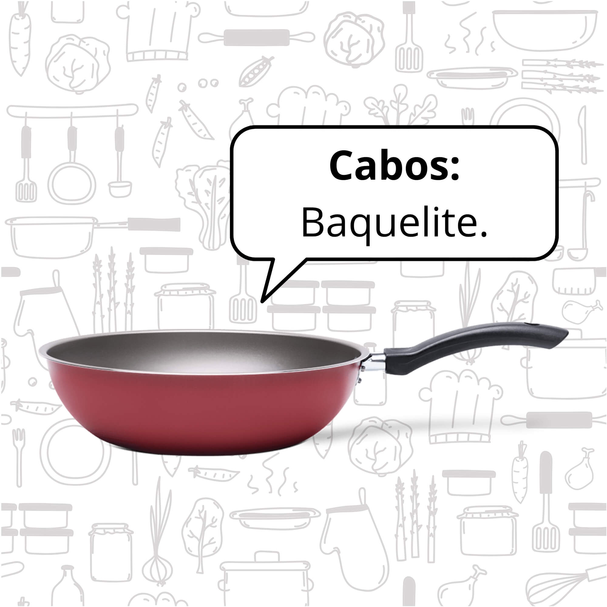 Panela Wok Ruby 3L 26x8cm Vermelha Brinox - 7131/464