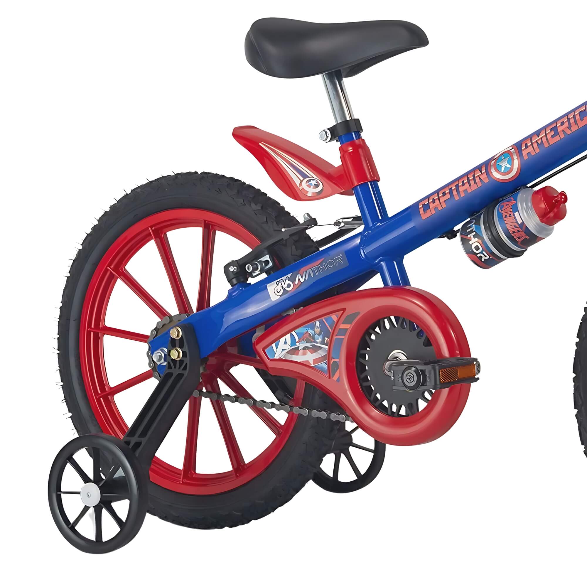 COMP Kit Bicicleta Infantil Aro 16"  Capitão América + Capacete Homem Aranha -  Nathor