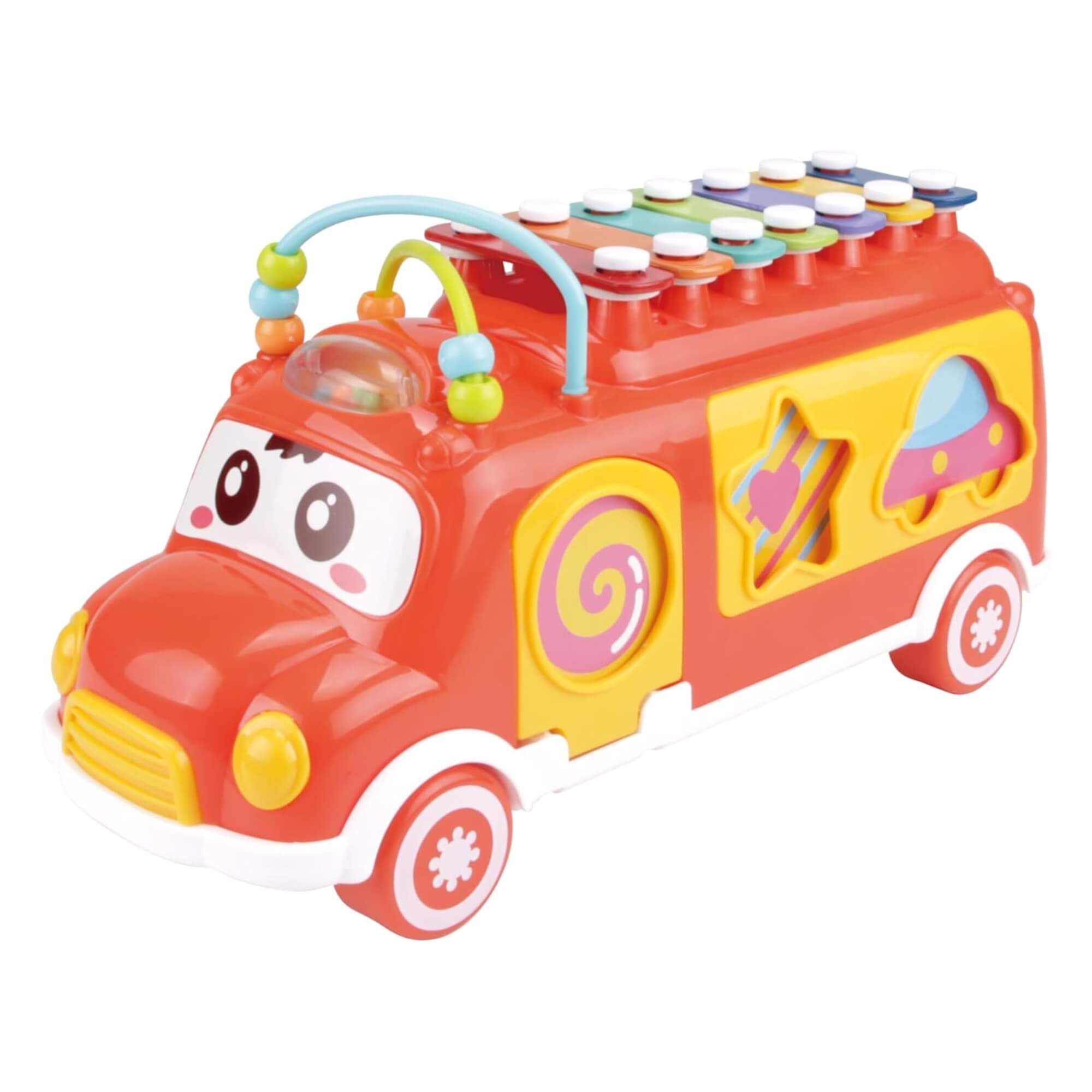 Brinquedo Interativo Ônibus Musical Educativo com Xilofone e Peças de Encaixe Fenix - FBB-738VM