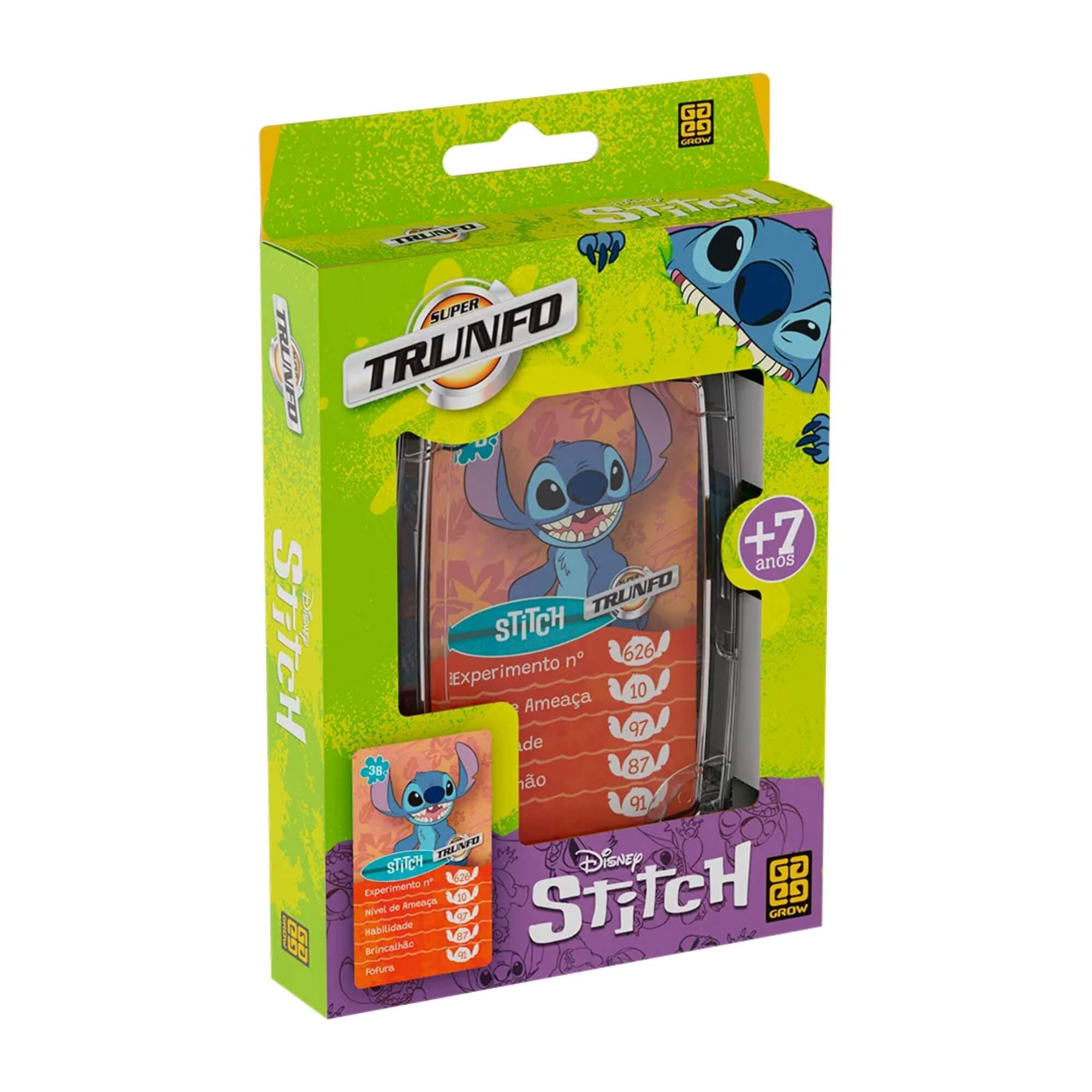 Brinquedo Infantil Jogo de Cartas Super Trunfo Stitch Grow - 04688