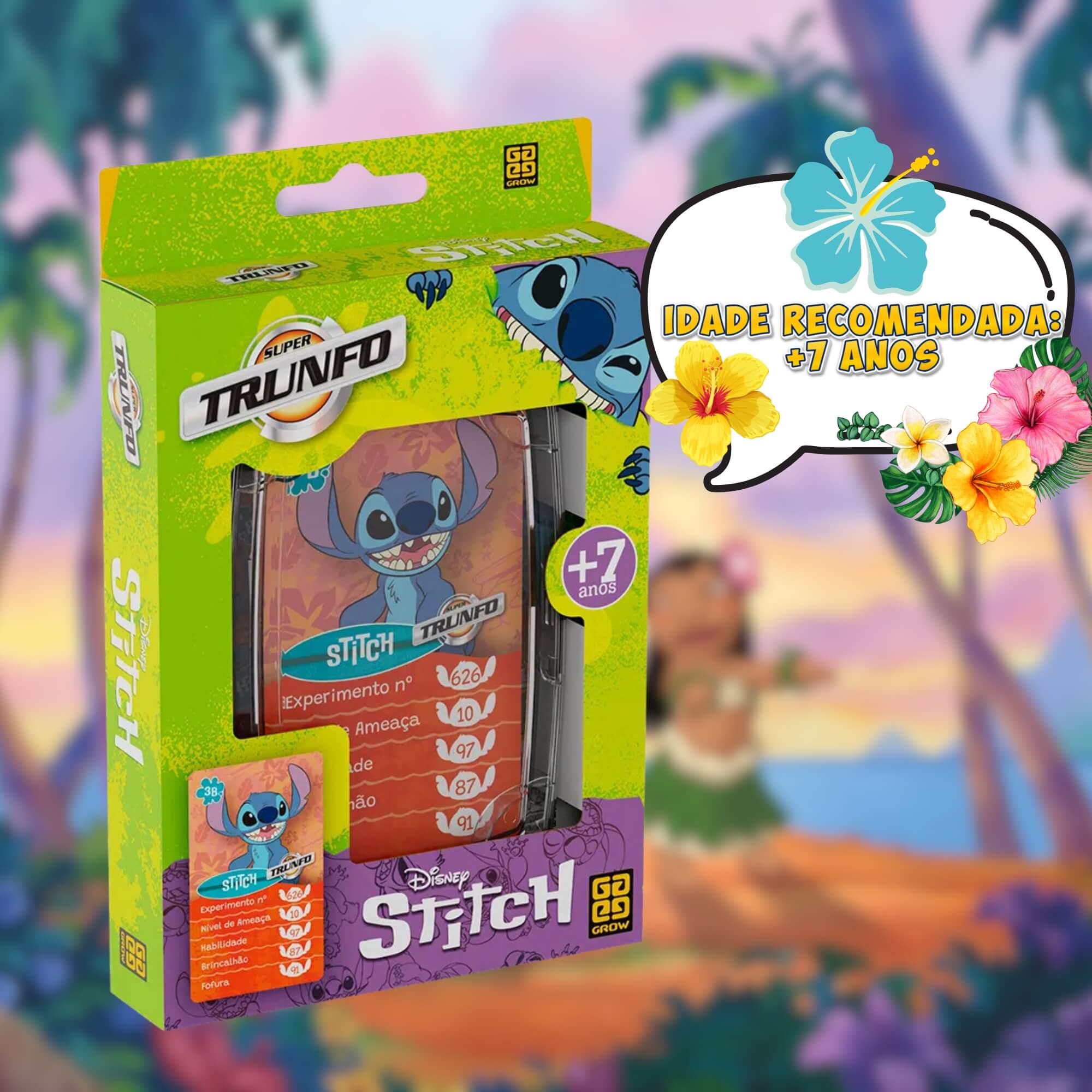 Brinquedo Infantil Jogo de Cartas Super Trunfo Stitch Grow - 04688