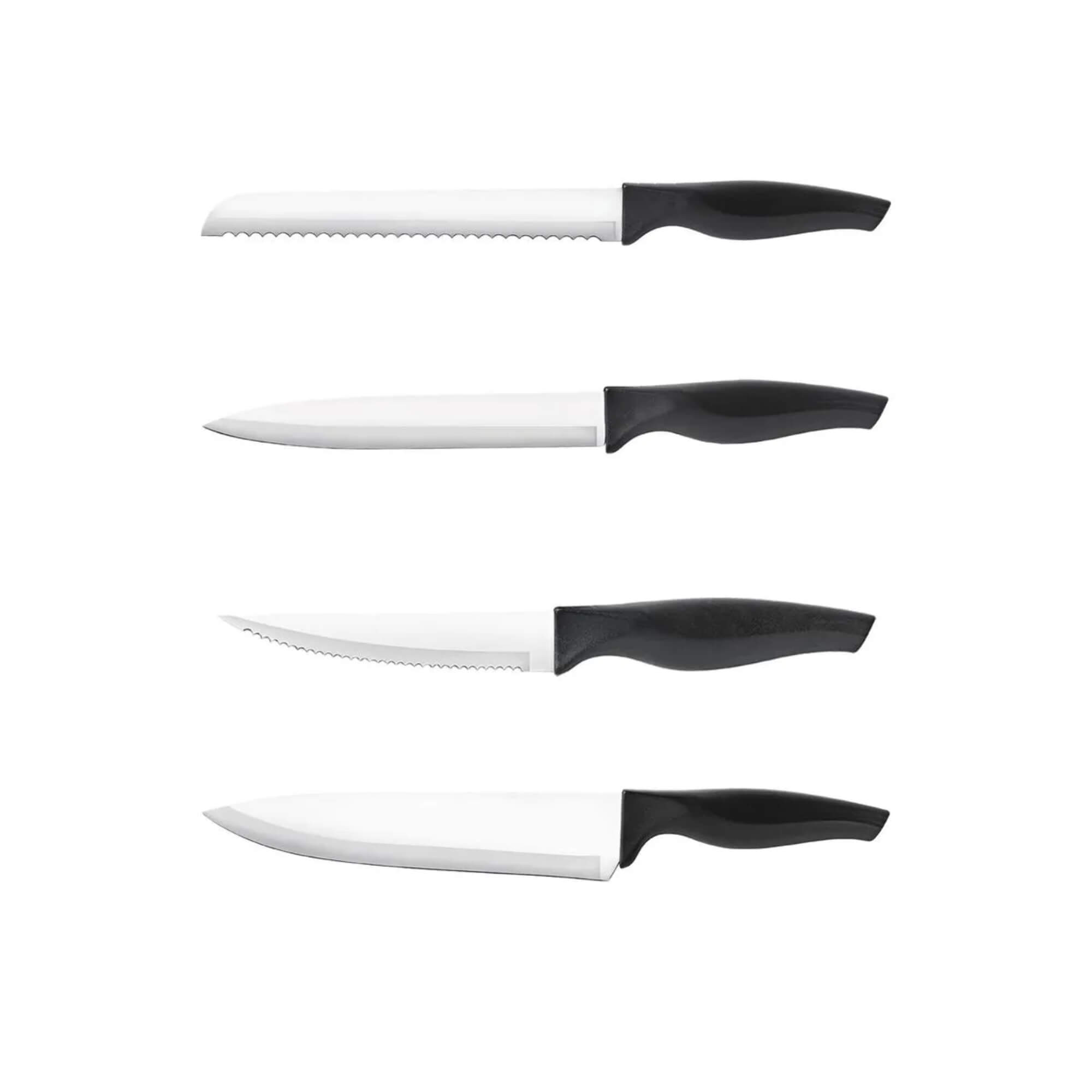 Conjunto de Facas 7 Peças com Cepo Cross Preto Brinox - 2556/111