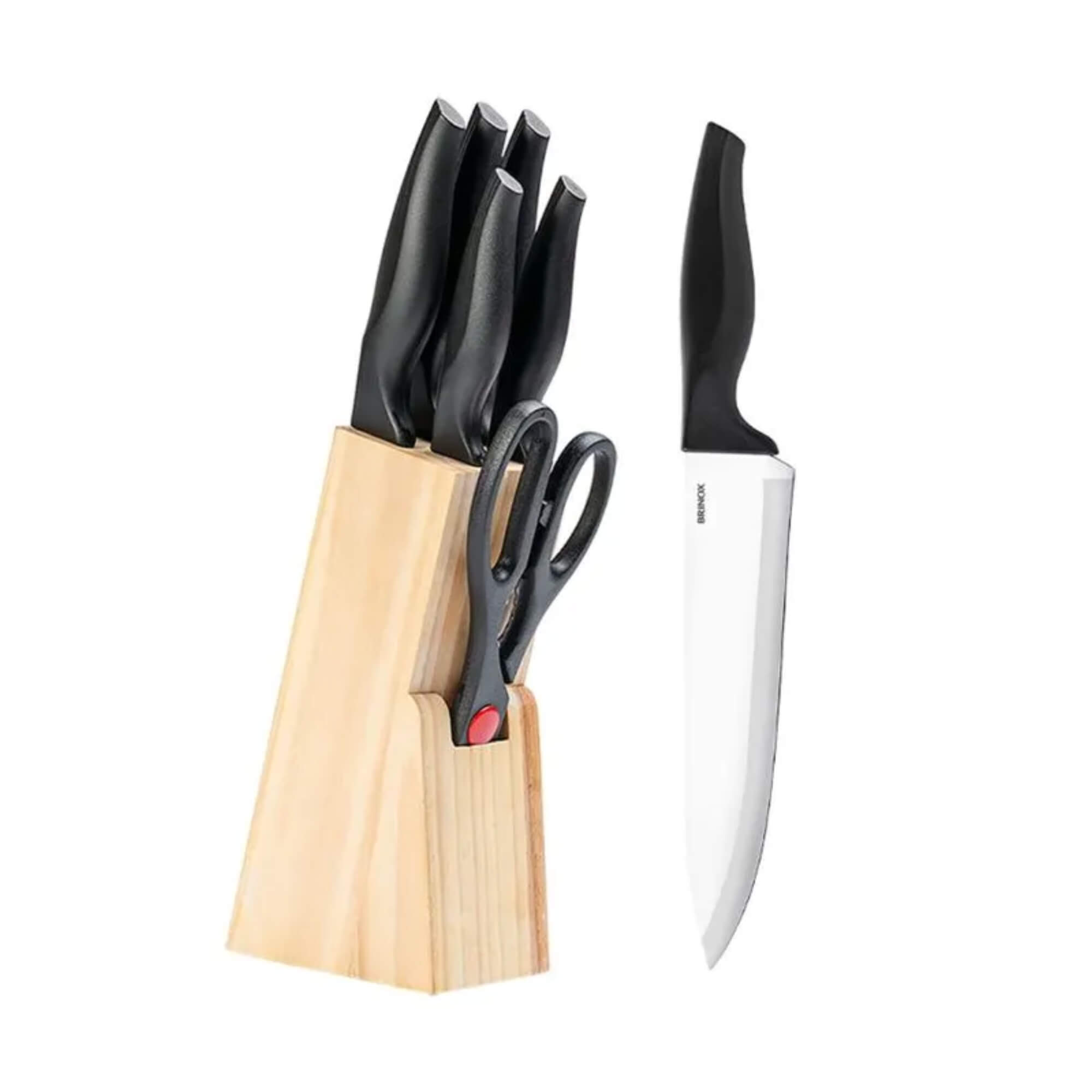 Conjunto de Facas 7 Peças com Cepo Cross Preto Brinox - 2556/111