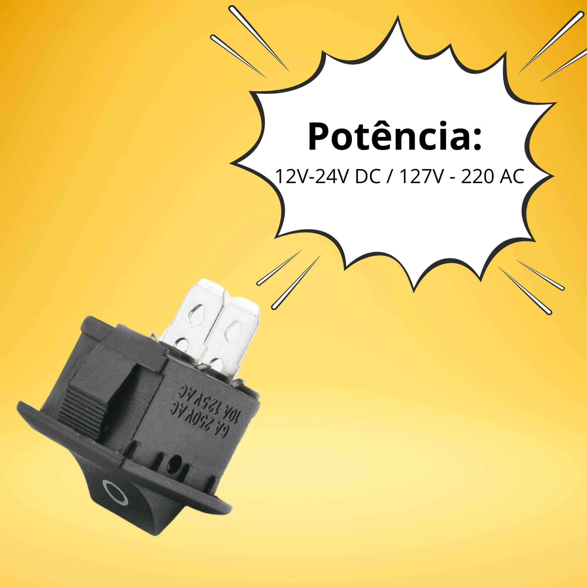 COMP Botão Tic Tac Retangular 10A Tech One - PW-E-0485