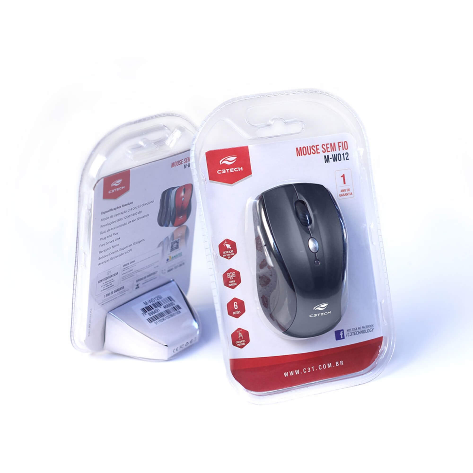 Mouse Sem Fio RC Nano M-W012BKV2 Preto C3 Tech - 302020680103