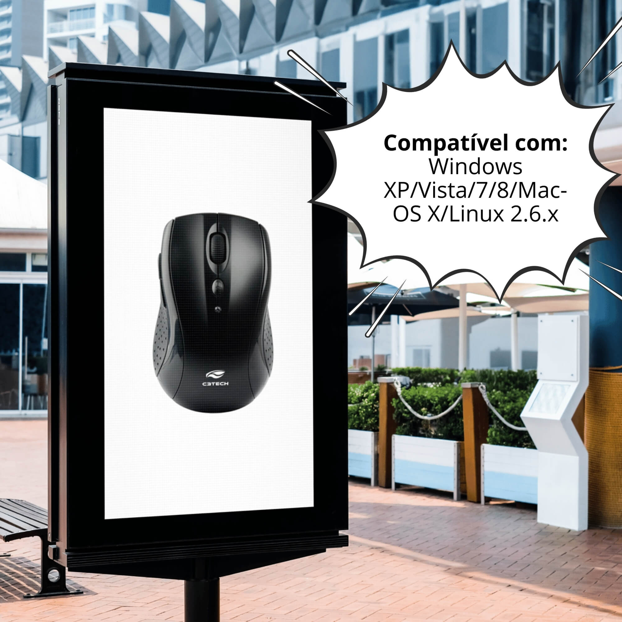 Mouse Sem Fio RC Nano M-W012BKV2 Preto C3 Tech - 302020680103
