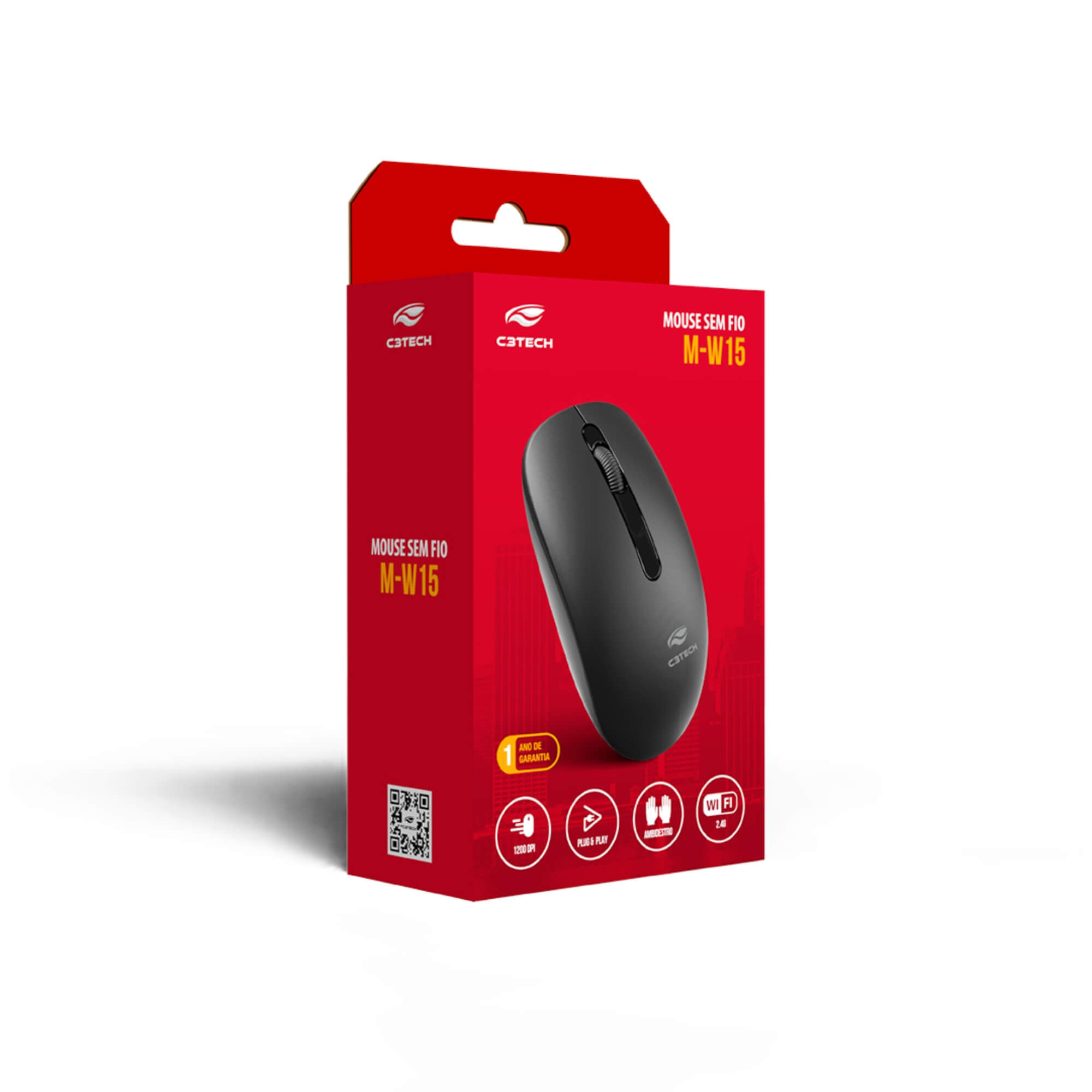 Mouse Sem Fio M-W15BK Preto C3Tech - 302023540100