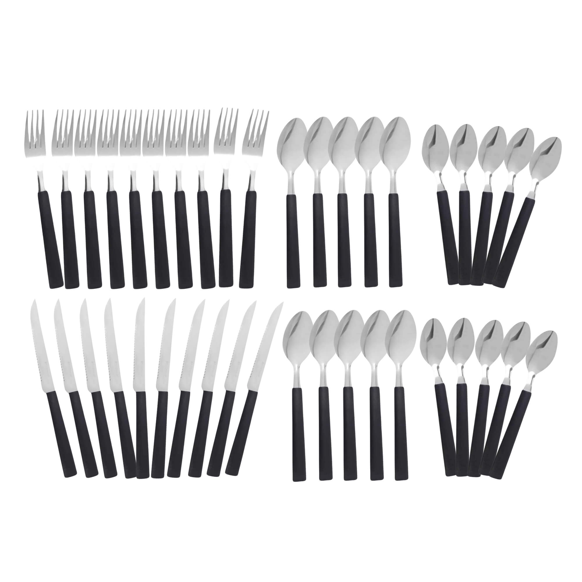 COMP Kit Faqueiro Inox com 40 Peças Preto Linha Riviera Brinox