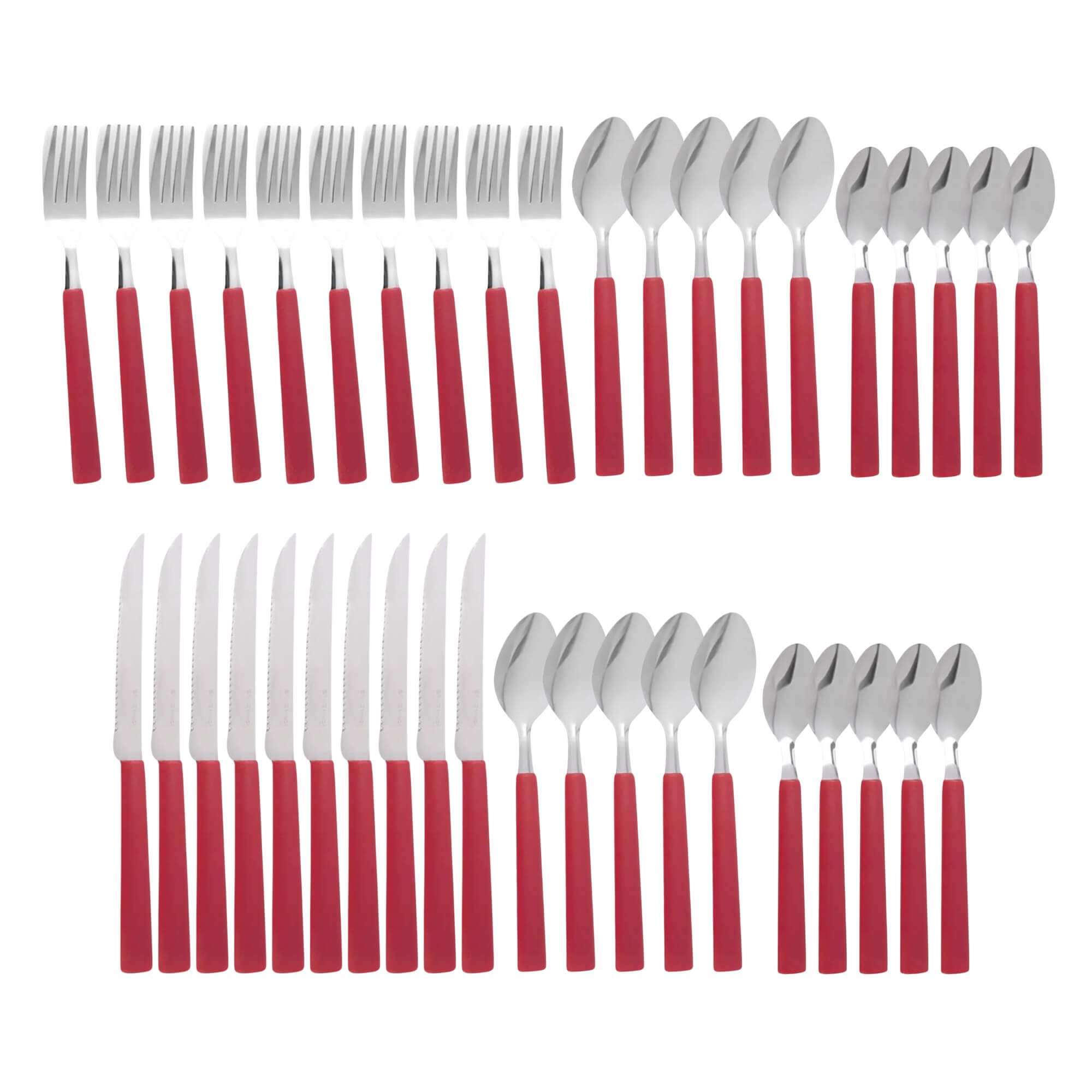 COMP Kit Faqueiro Inox com 40 Peças Vermelho Linha Riviera Brinox