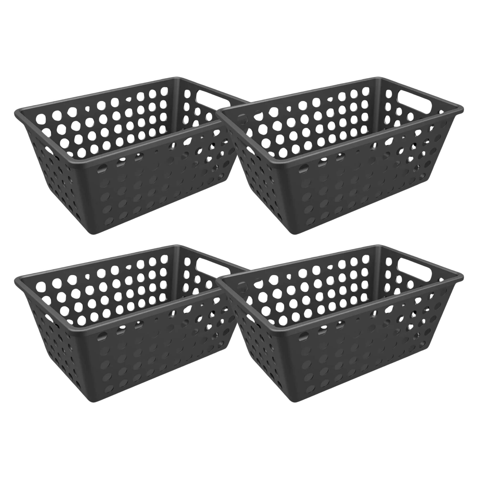 COMP Kit com 4 Cestas One Grande 28,8x19,1x12,3cm Preto Coza Brinox