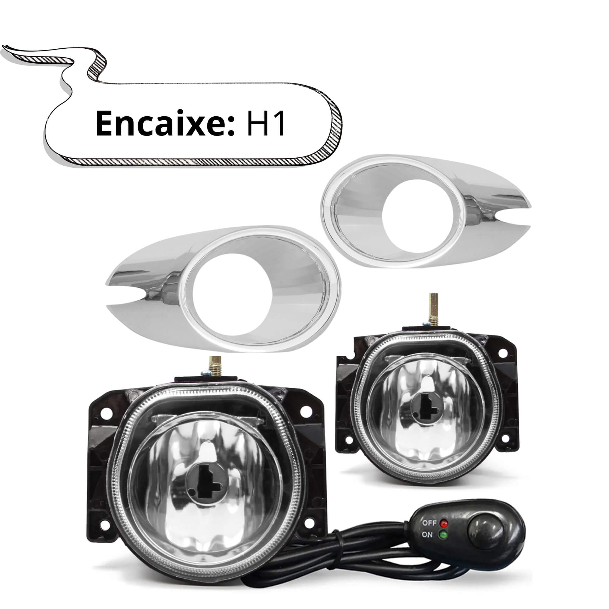 Kit Farol de Milha Palio Fire Economy 11/16 Moldura Cromo Botão Alt. Colante Suits - STS100FT