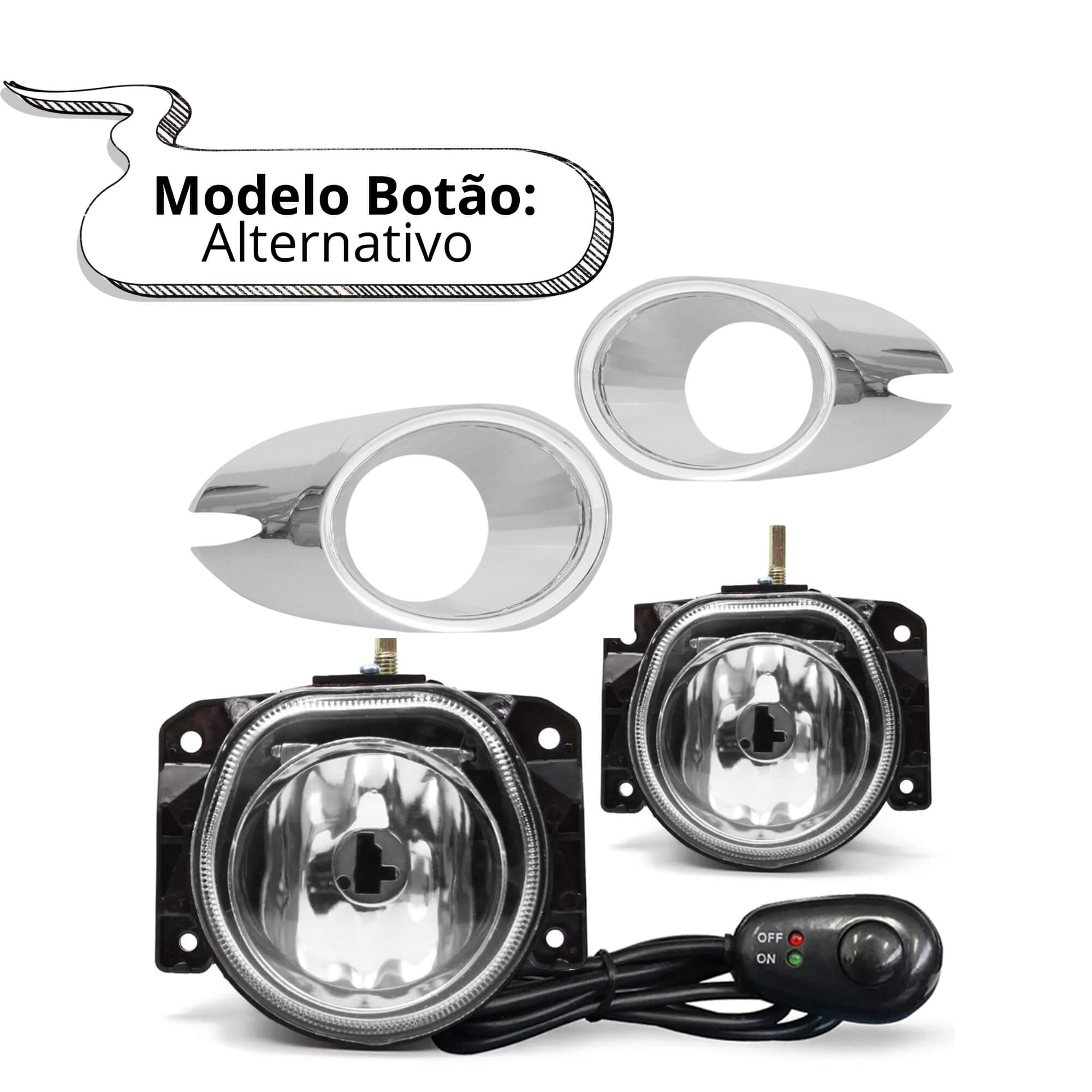 Kit Farol de Milha Palio Fire Economy 11/16 Moldura Cromo Botão Alt. Colante Suits - STS100FT