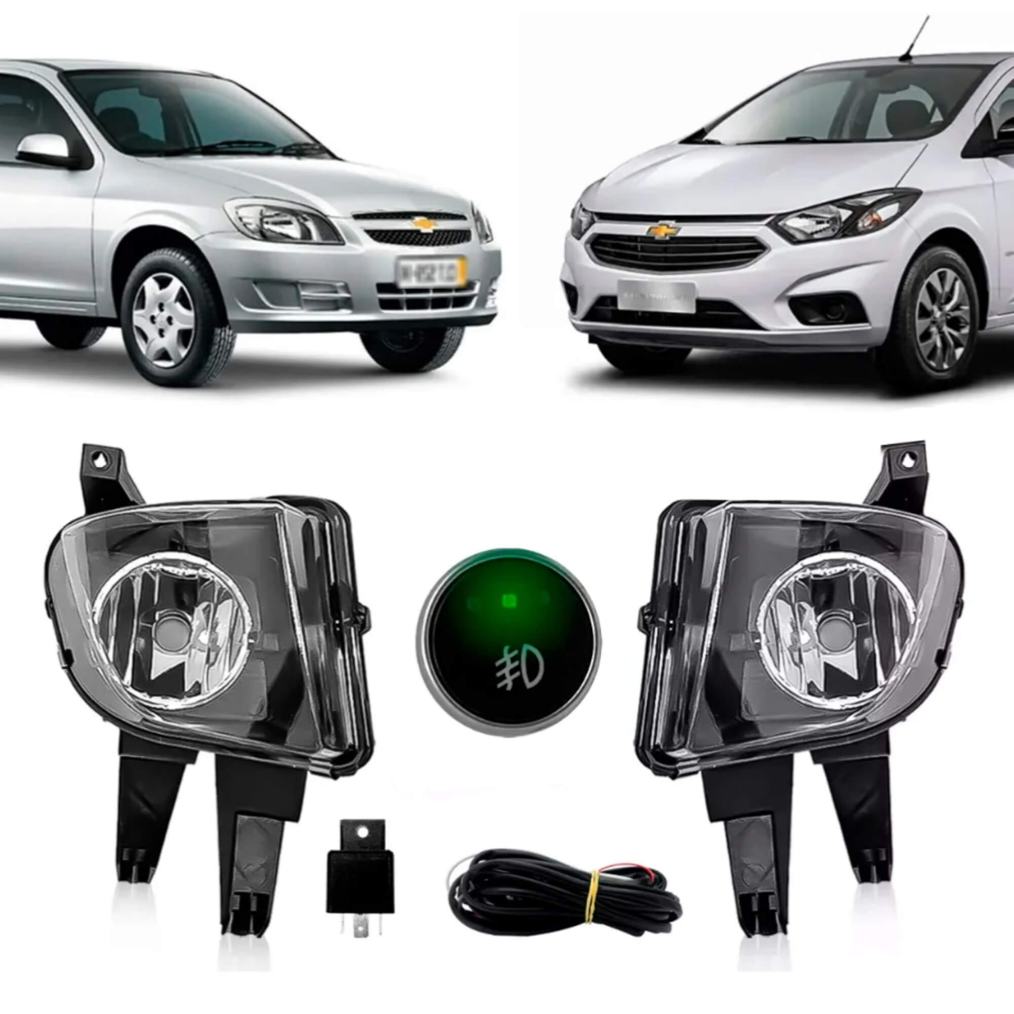Kit Farol de Milha Celta 07/15 Prisma 07/12 Botão Alternativo Universal Touch Suits - STS794CV